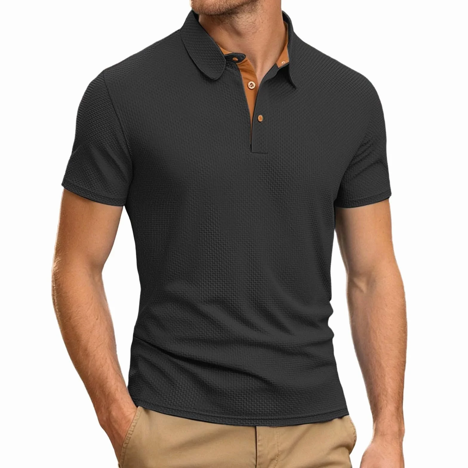 Generico Polo Shirts Uomo Manica Corta Golf Tshirt Asciugatura Rapida Sport Outdoor con Portaocchiali Leggera T-Shirt Estiva
