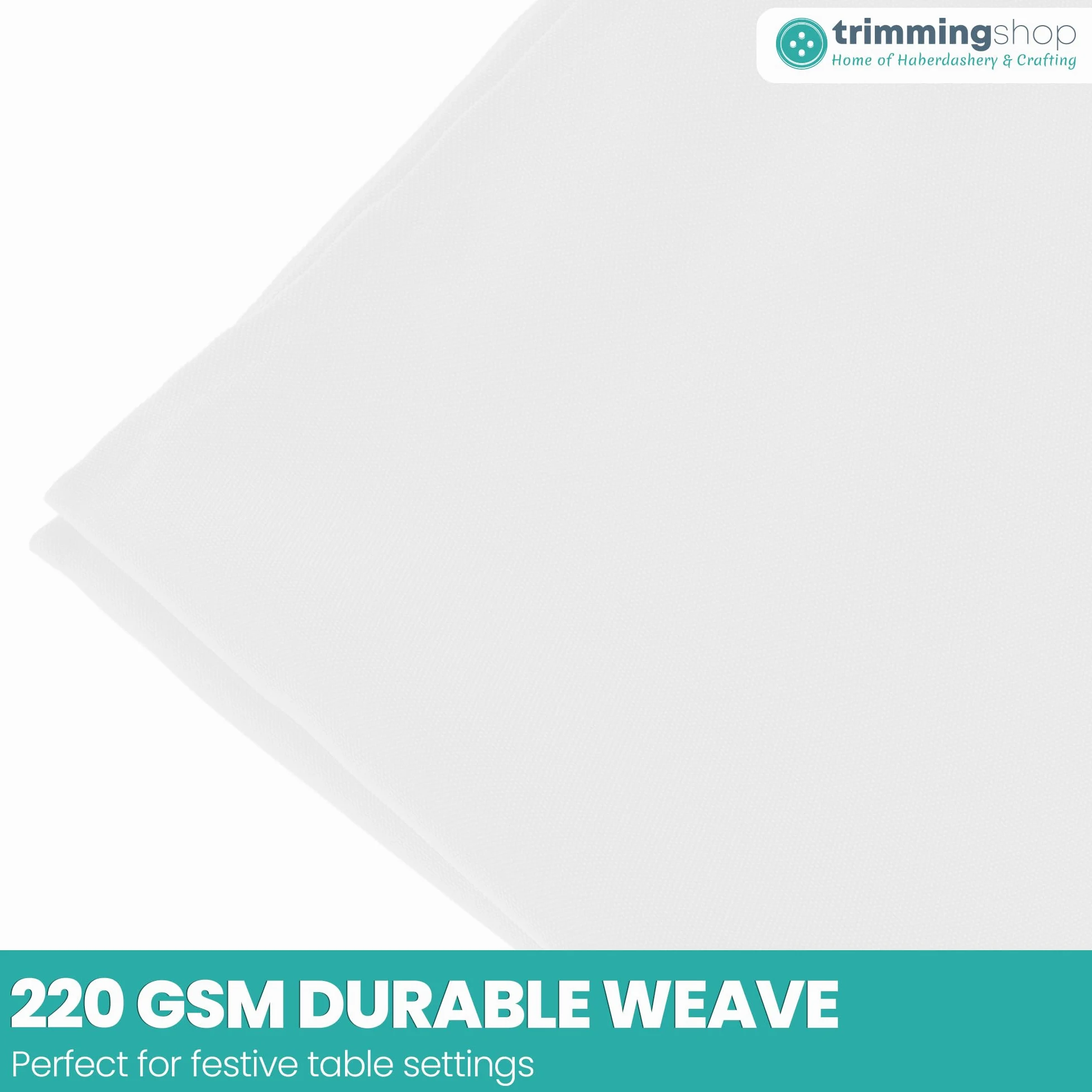 Trimming Shop Tovaglioli di stoffa bianchi, 100% poliestere filato, 50 x 50 cm, resistenti alle macchie, durevoli, lavabili in lavatrice, riutilizzabili, per feste e decorazioni natalizie (100 pezzi)