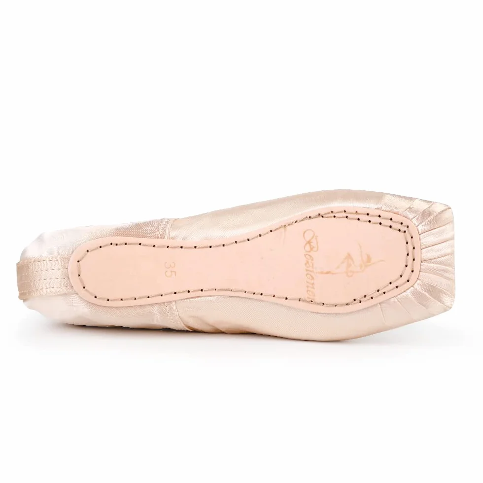 Scarpe da Danza Punta Classica Rosa con Nastro e Puntali per Donna