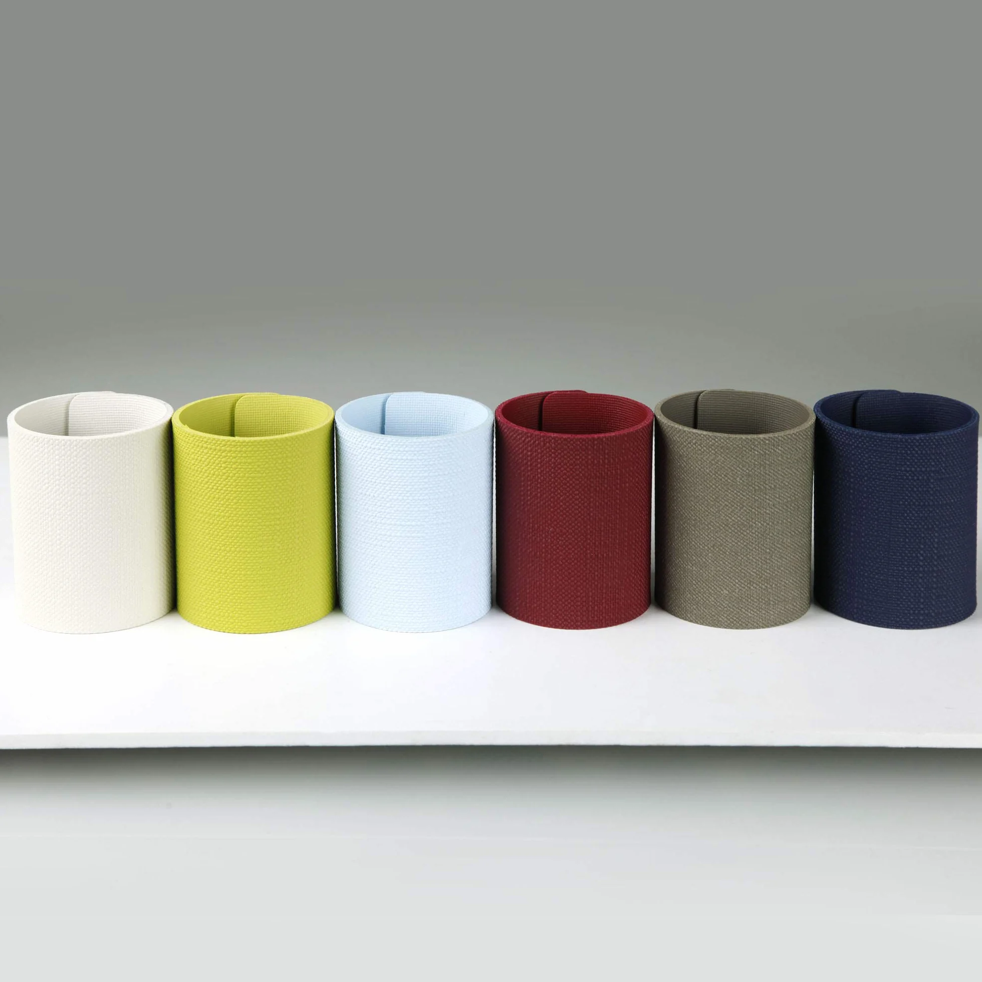 Dag Style - Set 6 Portatovaglioli Anello Colori Assortiti Eco Juta Colori Celeste, Ghiaccio, Verde, Blu, Bordeaux, Grigio