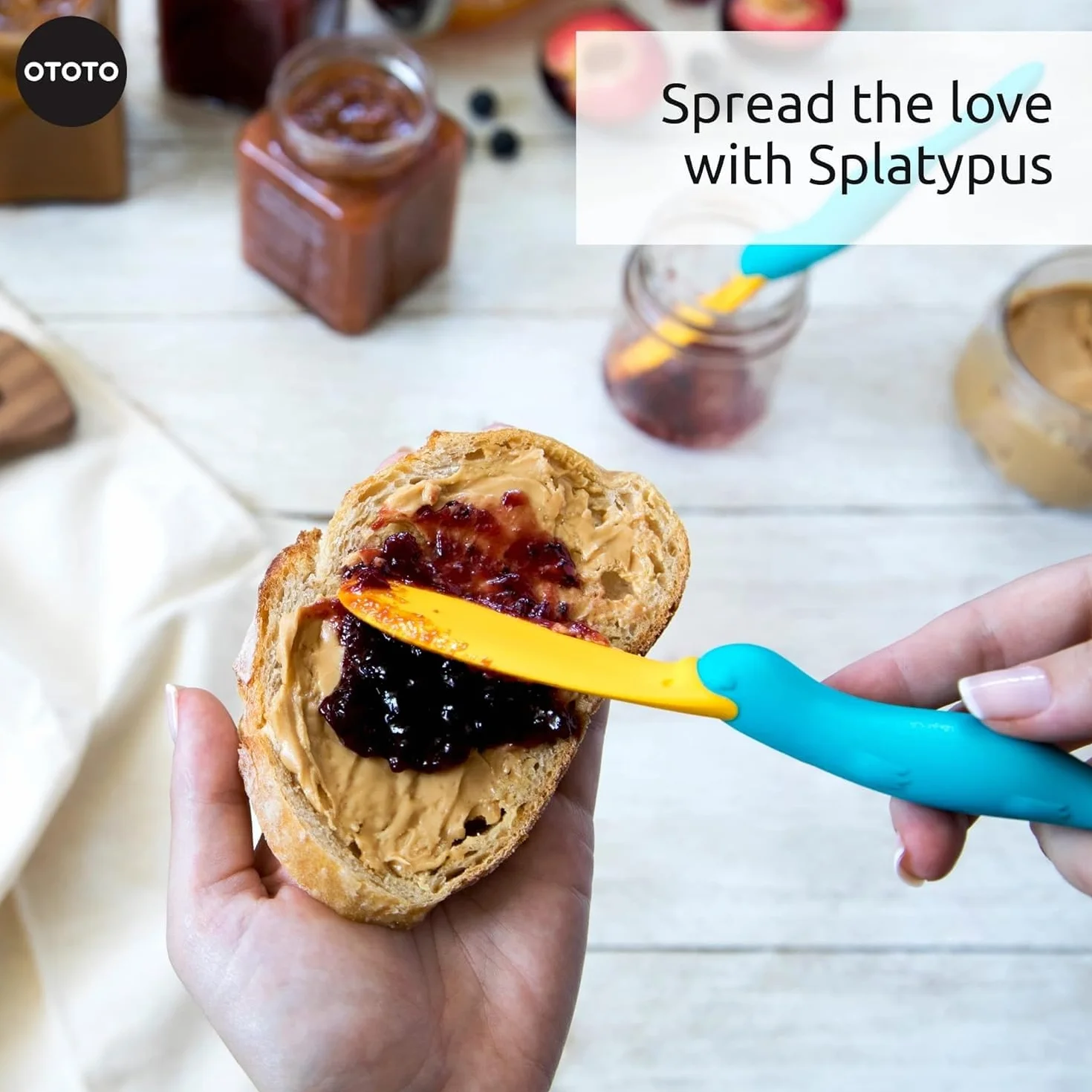 OTOTO Splatypus Spatola Silicone per Barattoli - Spatola Crepes Senza BPA, 100% Sicura per Alimenti