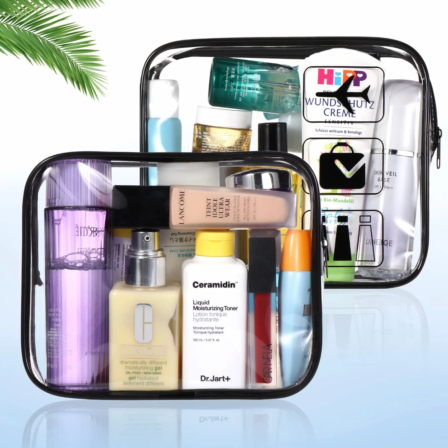 Oderra 2 Borse da Valigia Trasparente, TSA Beauty Case da Viaggio, con Zip, Buste Trasparenti per Cosmetici, Donna/Uomo