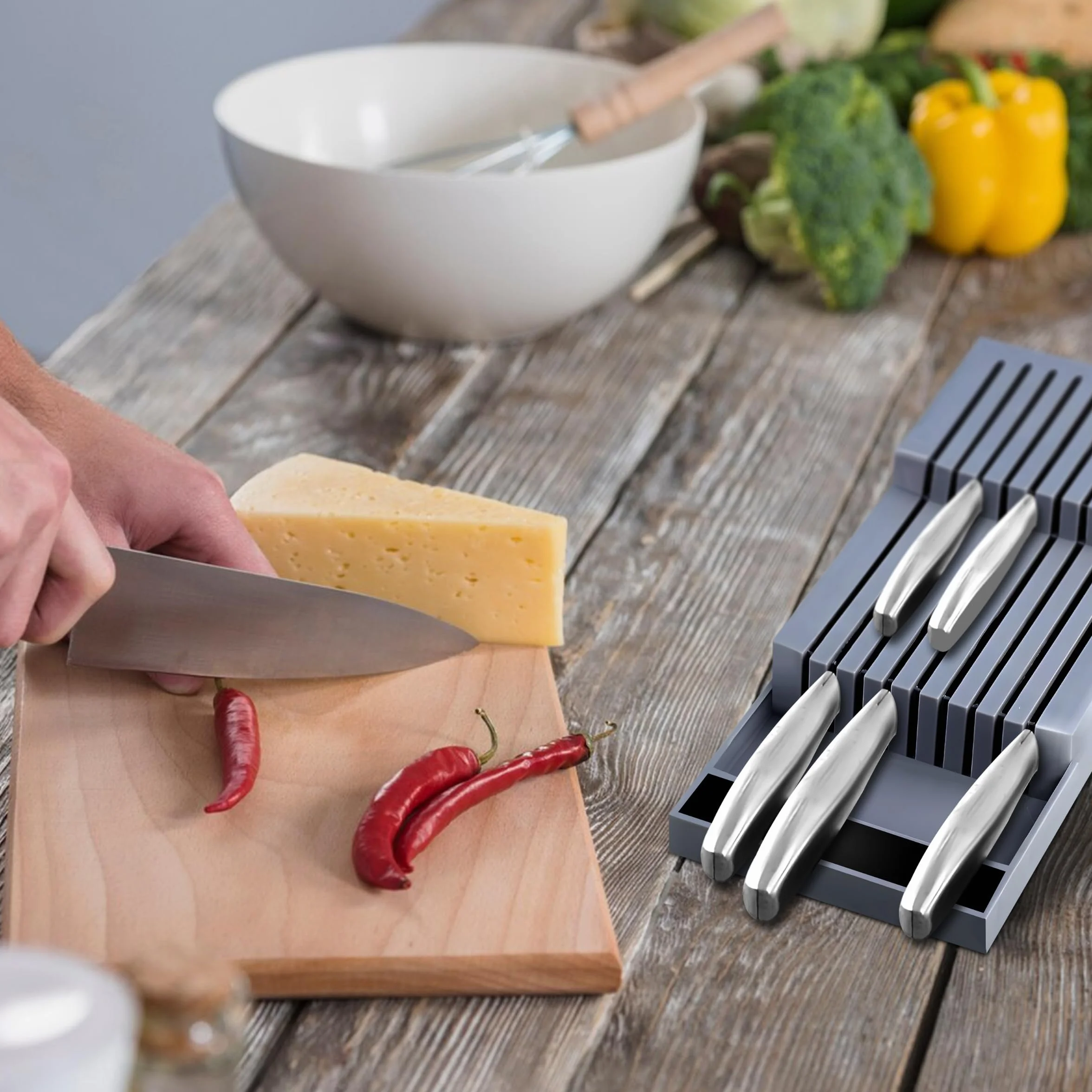 Retoo Ceppo Coltelli da Cucina 40 cm 18 Coltelli Professionale Due Livelli Portacoltelli