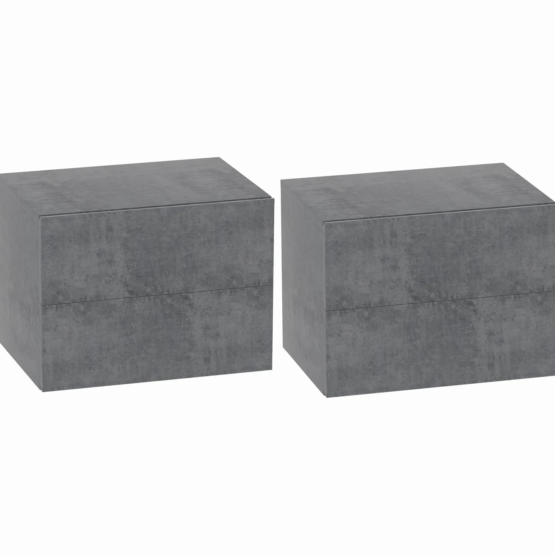 HOMCOM Set di 2 Comodini Sospesi con 2 Cassetti 40x29x30 cm Grigio Cemento | Comodini Camera da Letto, Tavolini Salvaspazio da Salotto