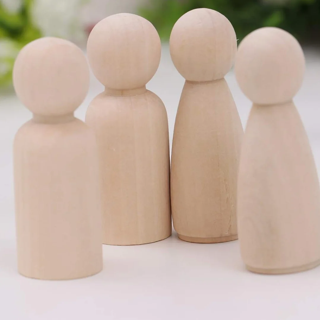 LUUFAN 20 bambole in legno da 65 mm, non rifinite, femminile, maschile, corpi vuoti, per fai da te, artigianato, feste di nozze (confezione da 20)