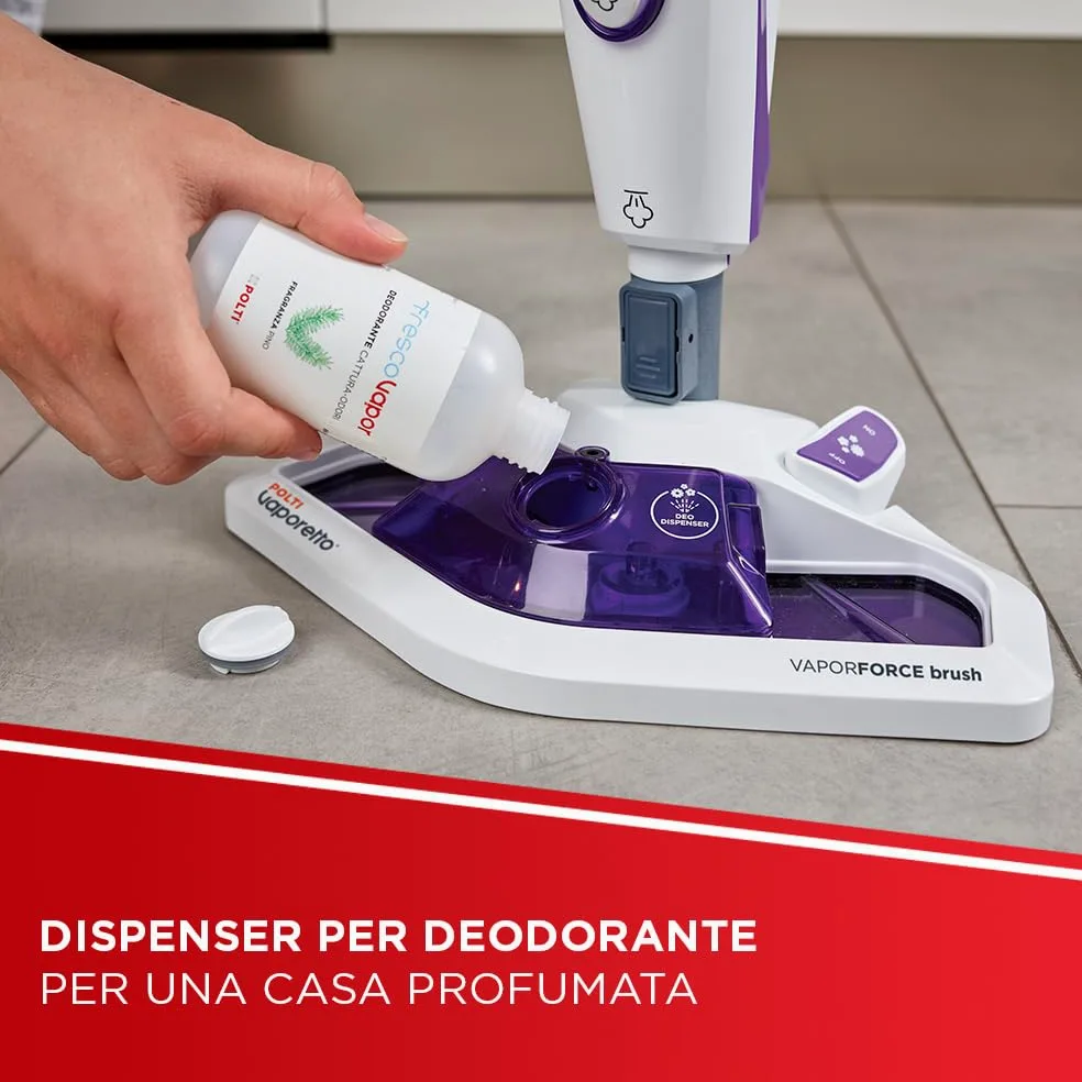 Polti Vaporetto SV440 Double, Scopa a Vapore 2 in 1 con Pulitore Portatile, Potenza Max 1500 W, 11 Accessori Inclusi, Riscaldamento in 15 Secondi, Serbatoio Estraibile, Bianco e Viola
