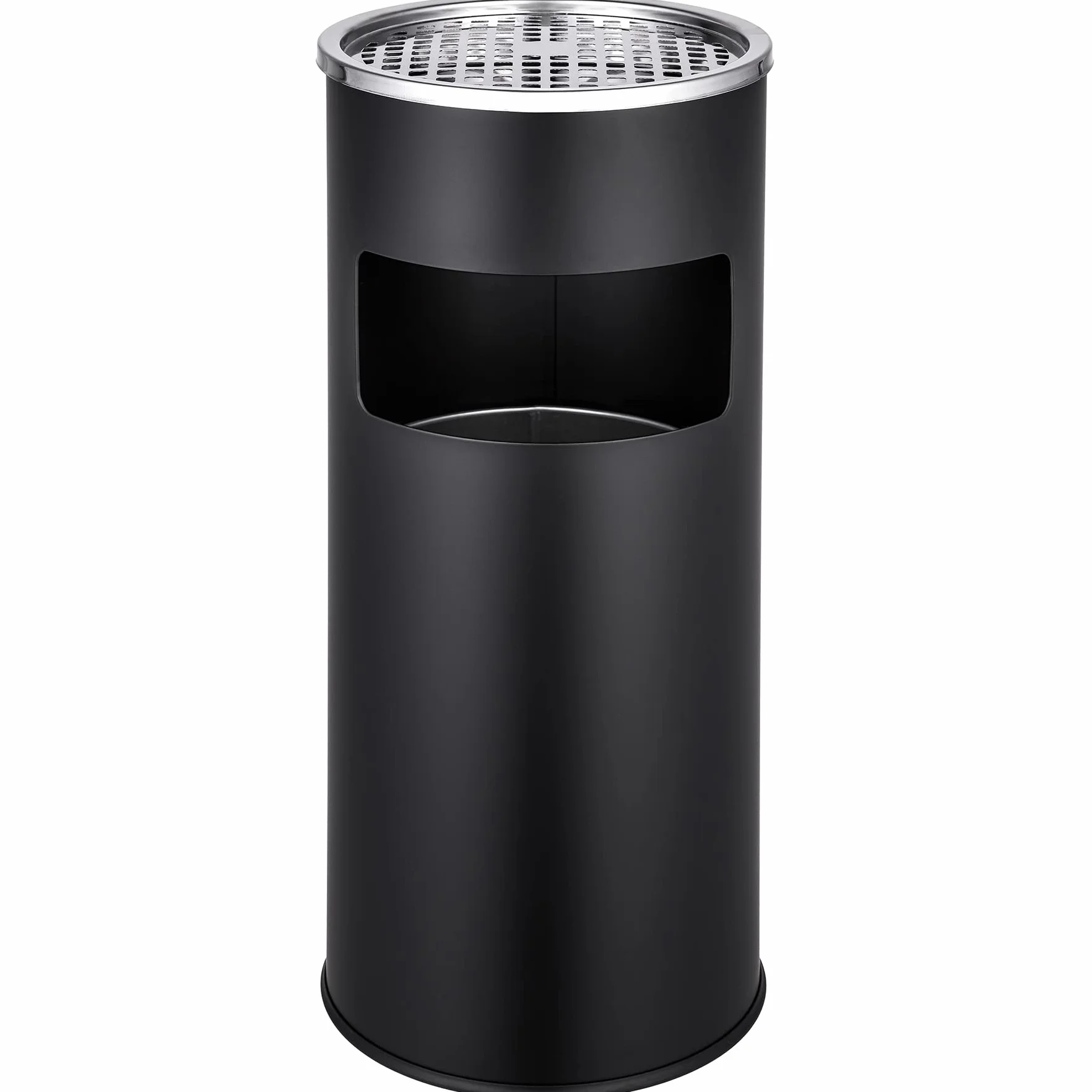 tectake Posacenere da esterno a Colonna 25x61cm, Acciaio, Nero, con Pattumiera Integrata