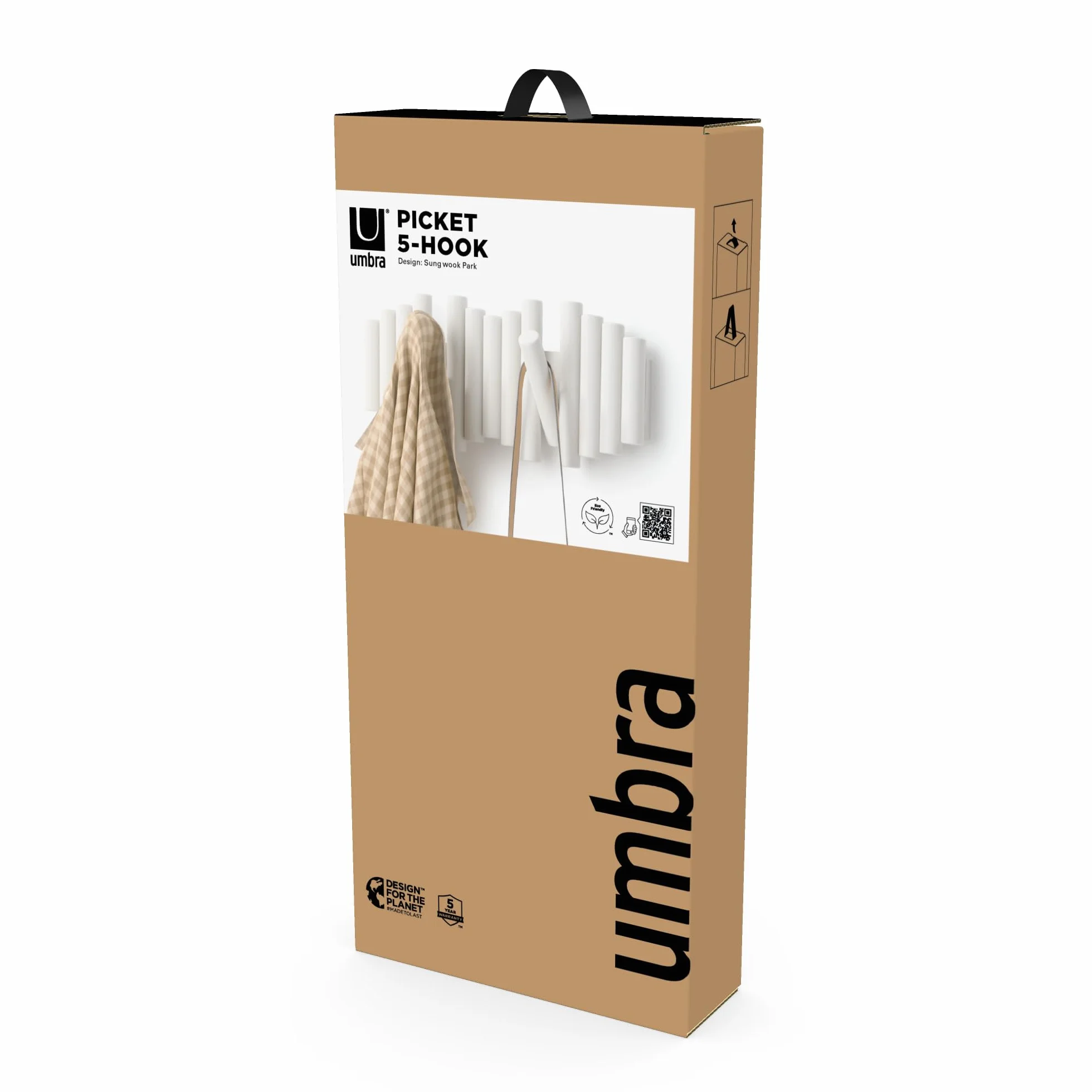 Umbra Picket 5 Appendiabiti da Parete Bianco Pino