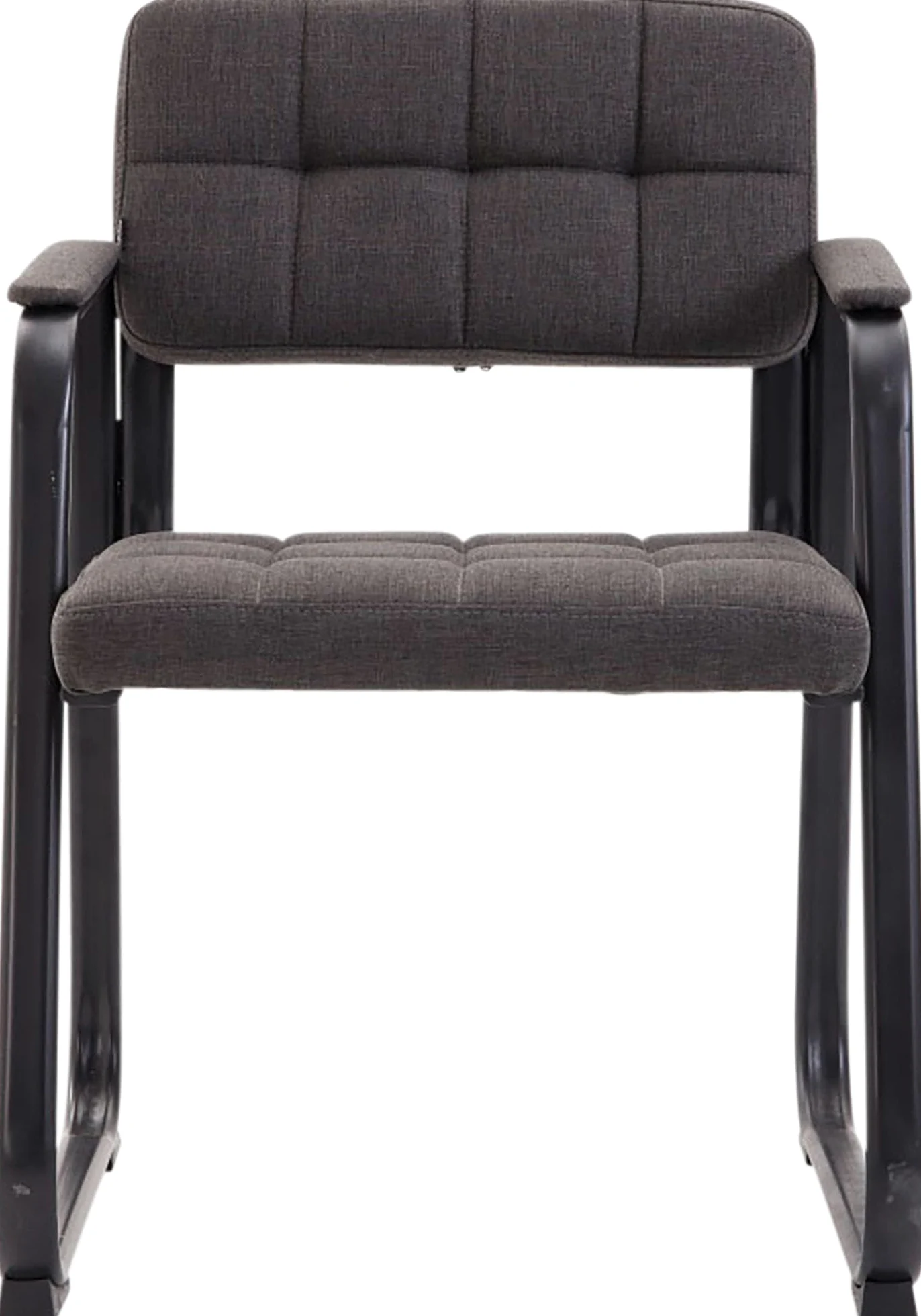 CLP Sedia con braccioli Canada B, sedia visitatore imbottita, struttura in metallo nero opaco, sedia da conferenza, sedia sala d attesa tessuto, Colore:grigio scuro