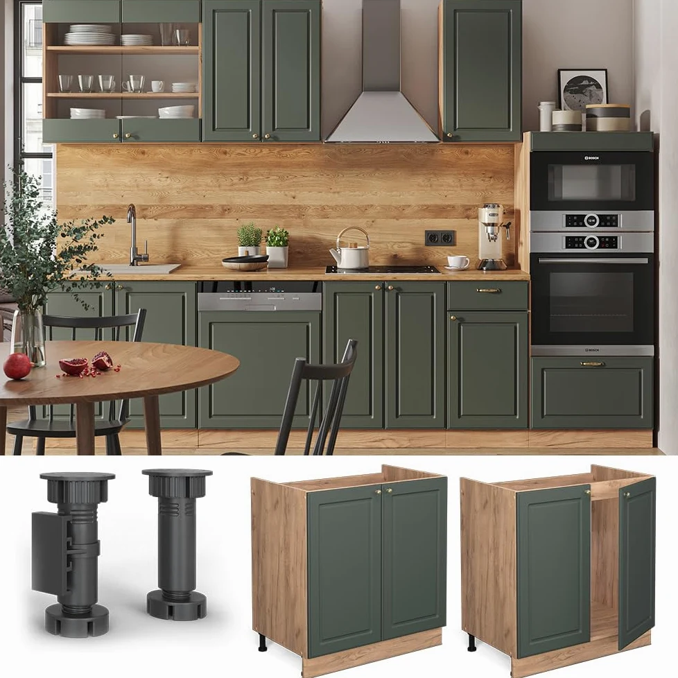 Vicco Mobile lavello cucina Fame-Line, Verde-oro rustico, 80 cm senza piano di lavoro, per la combinazione con altri moduli della serie Fame-Line