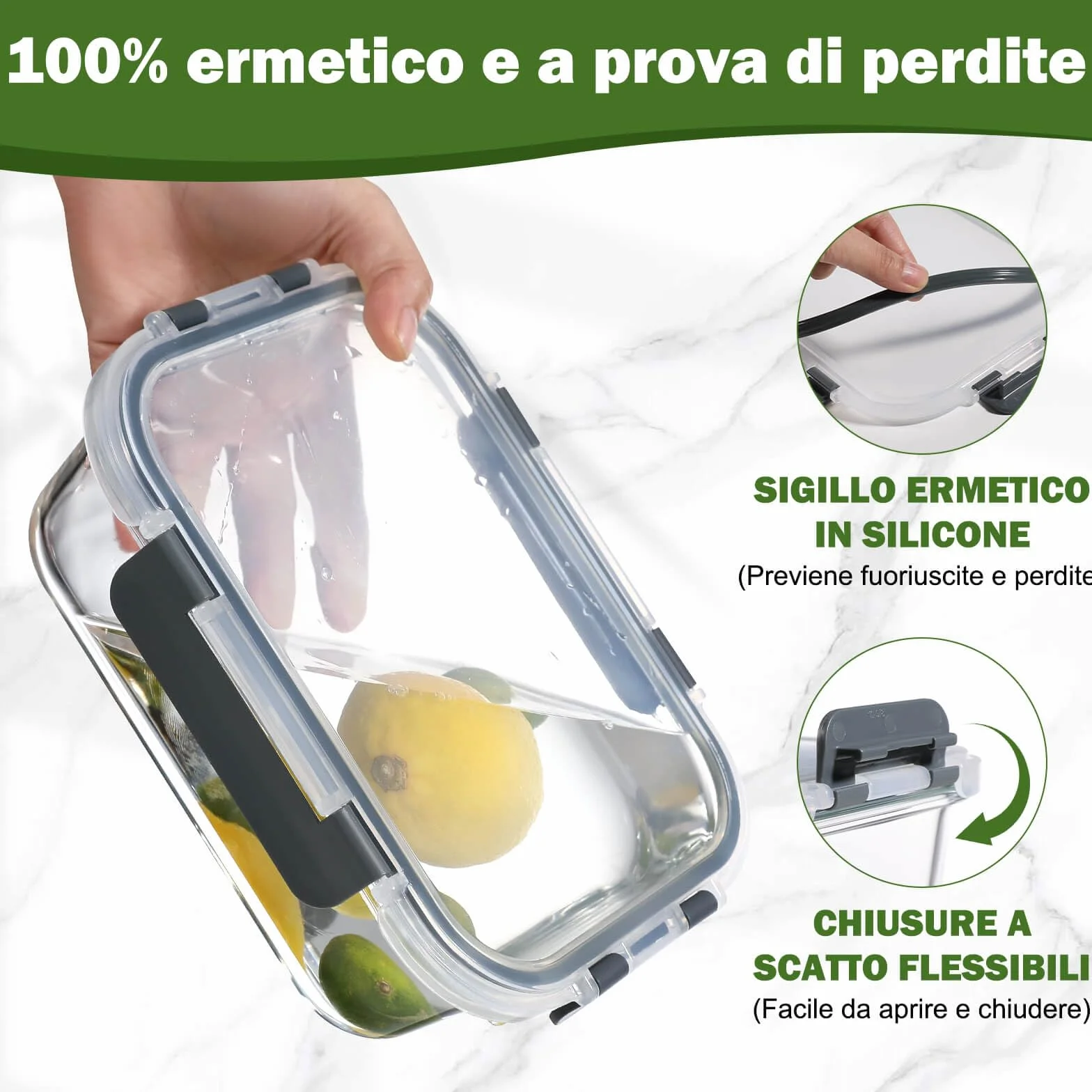 YASHE Set di 12 Contenitori Vetro per Alimenti con Coperchi Ermetici