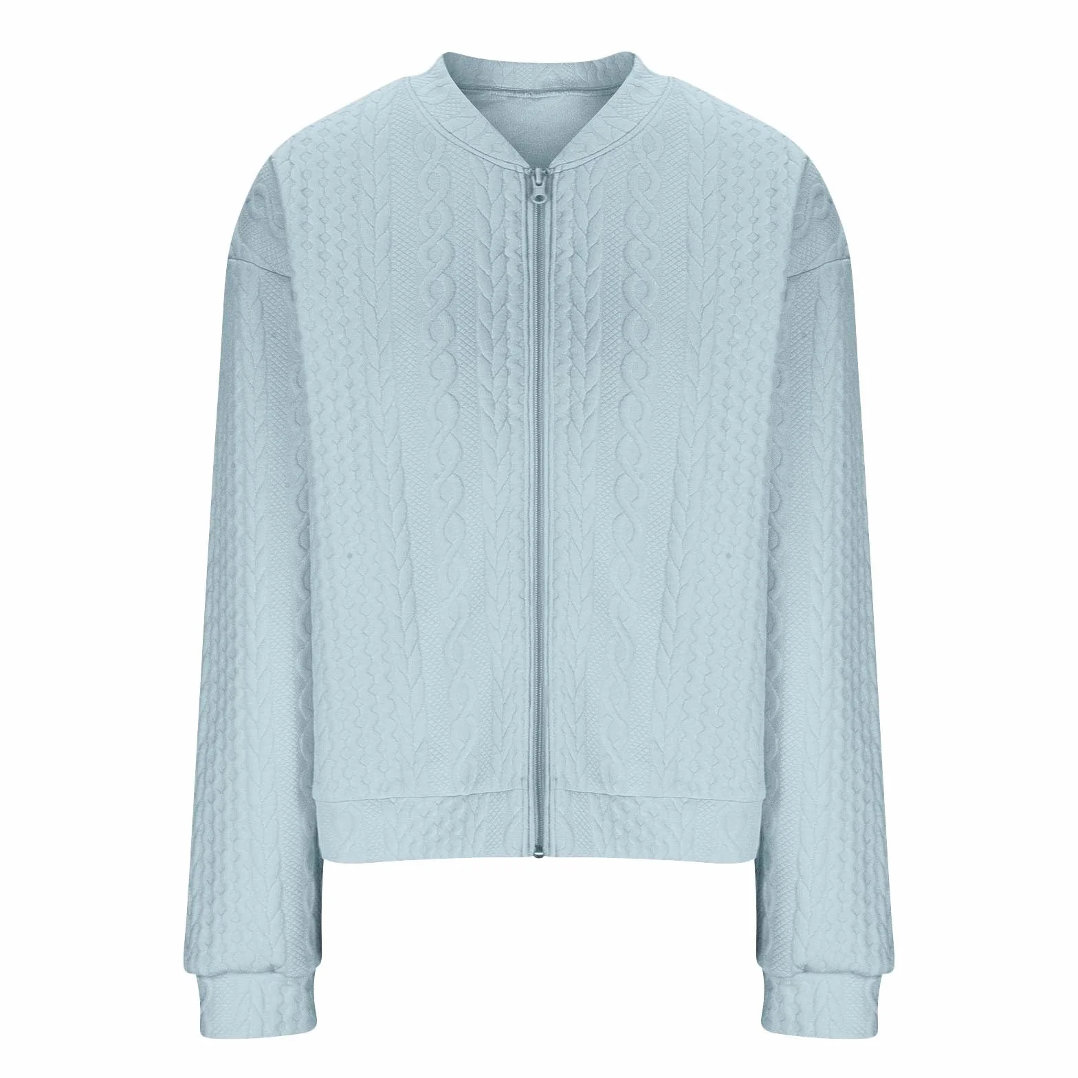 Generico Felpa Donna Zip a Maglia Calda con Tasche Tinta Unita Maniche Lunghe Taglie Forti Maglione Autunno Inverno