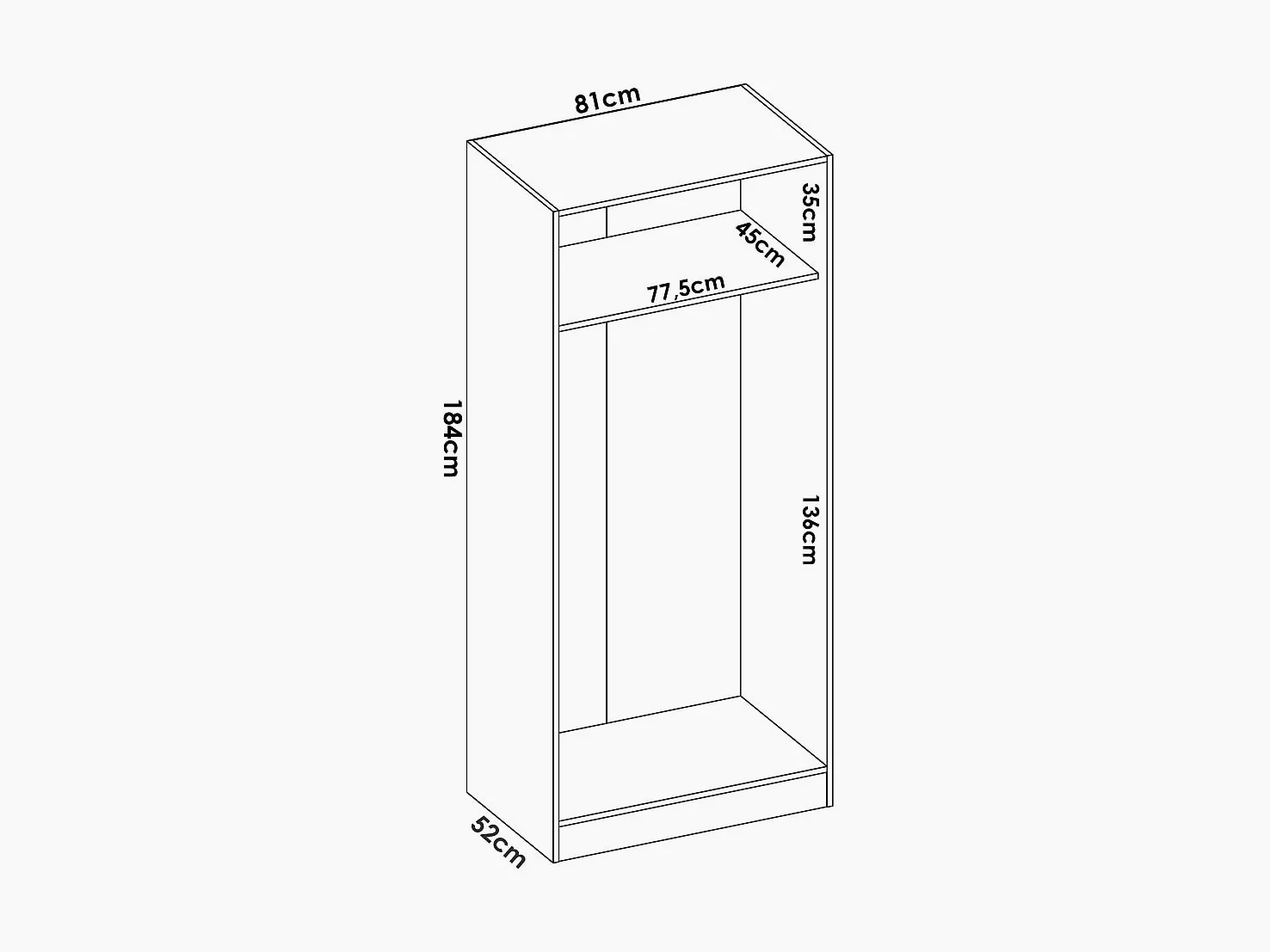 Vente-unique - Armadio angolare 5 ante L173 cm Bianco - LISTOWEL