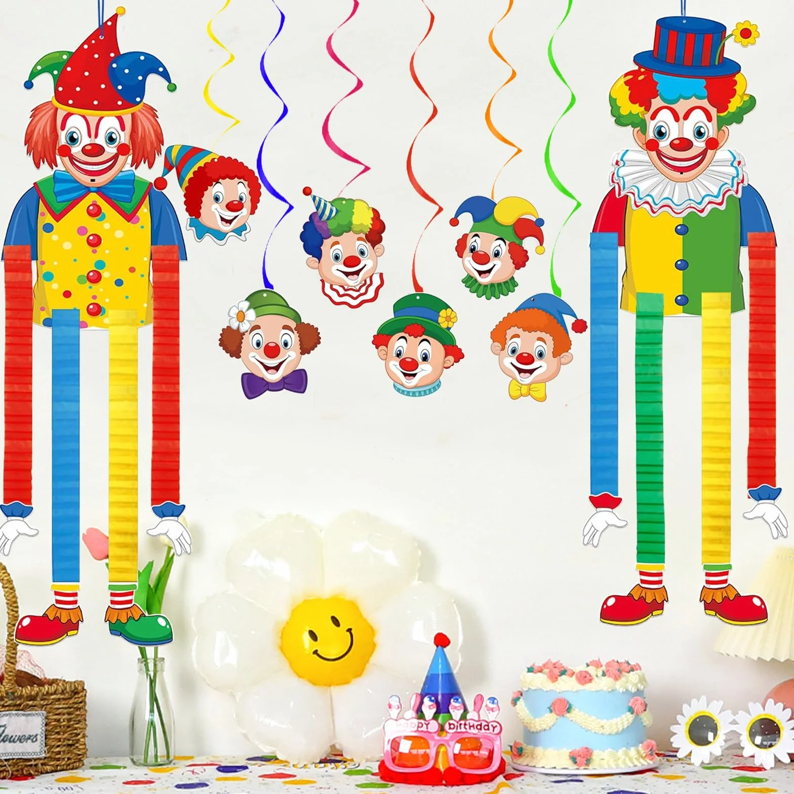 Set Decorazione Clown Carnevale 2 Grandi 6 Piccoli Decorazioni Porta Festa