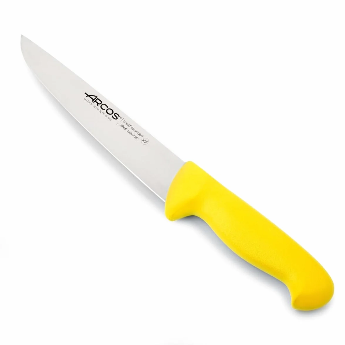 Arcos Serie 2900 Coltello Scannare Macellaio Bistecca Lama Acciaio Inossidabile Nitrum 200 mm Manico Polipropilene Giallo
