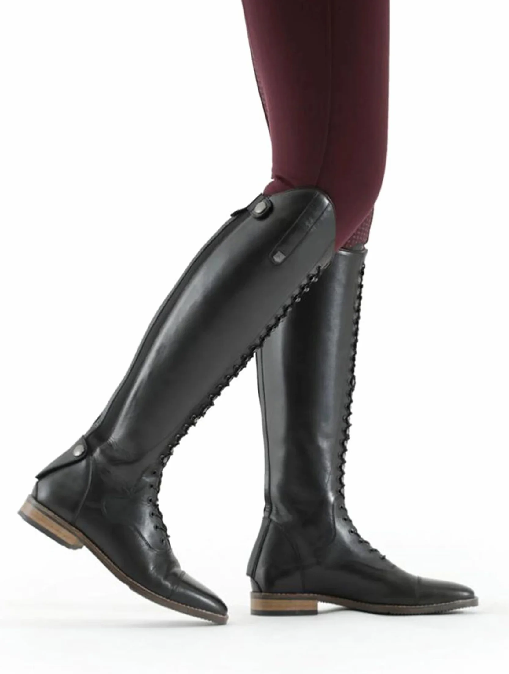Stivali da Equitazione in Pelle PU con Lacci Donna Uomo Lunghi Principianti