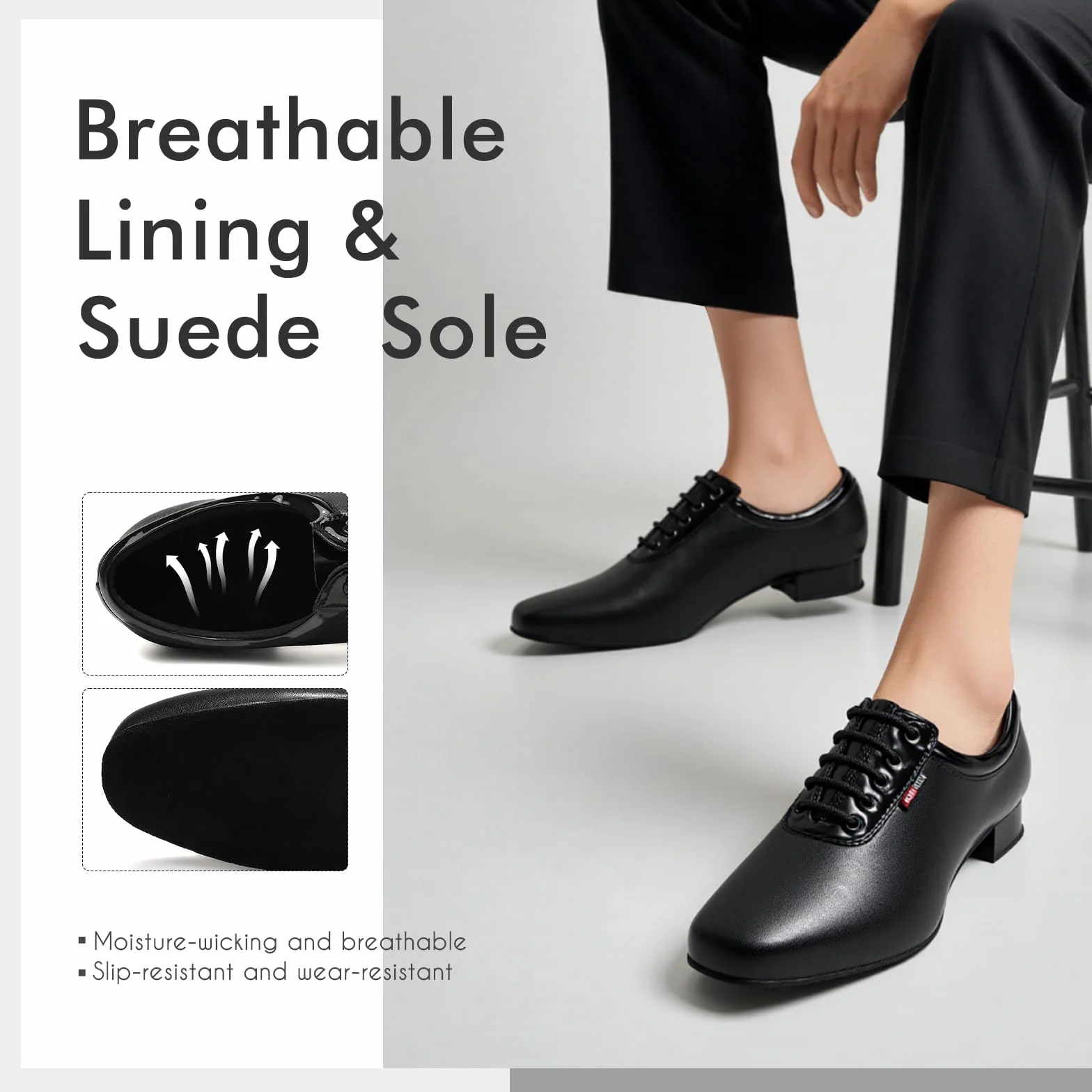 Scarpe da Ballo Americano Uomo Nero Lacci Salsa Latina Tango