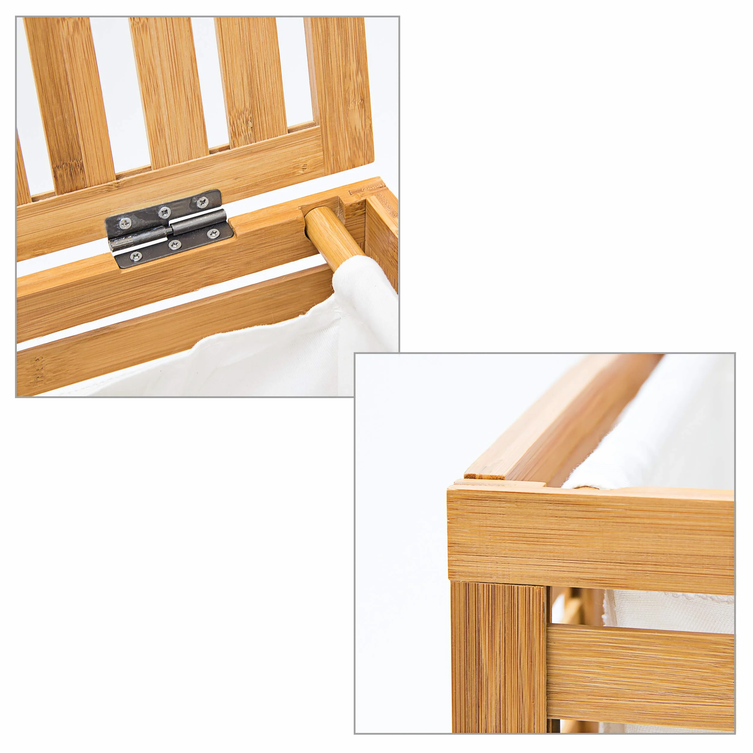 Relaxdays Cesta Portabiancheria, bambù, HBT: 60 x 50,5 x 35,5 cm, Accessorio da Bagno, con Coperchio, Marrone