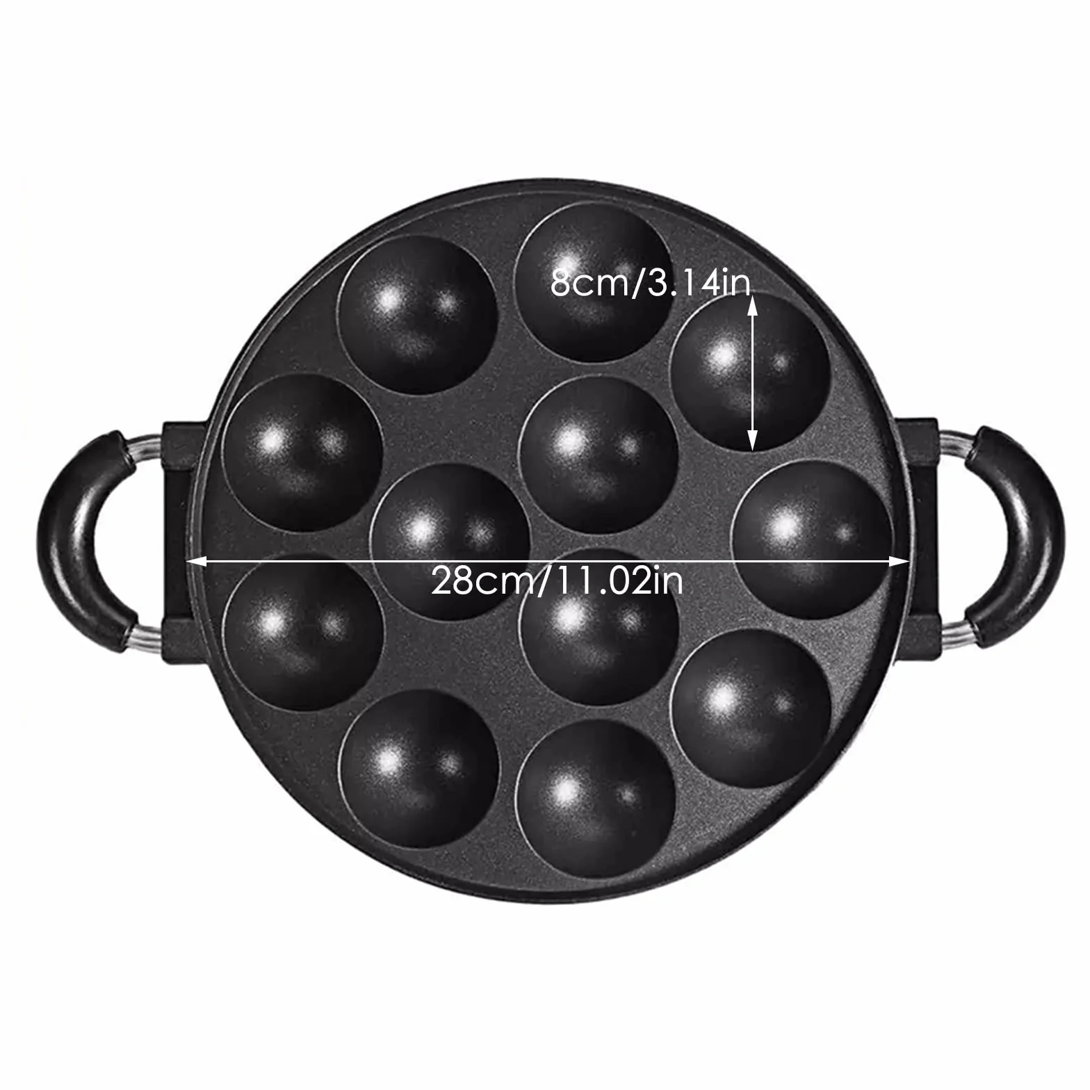Piastra Takoyaki Antiaderente in Ghisa per Polpo, 15 Trous, Rotonda in Lega di Alluminio, Accessori per Cottura Domestica