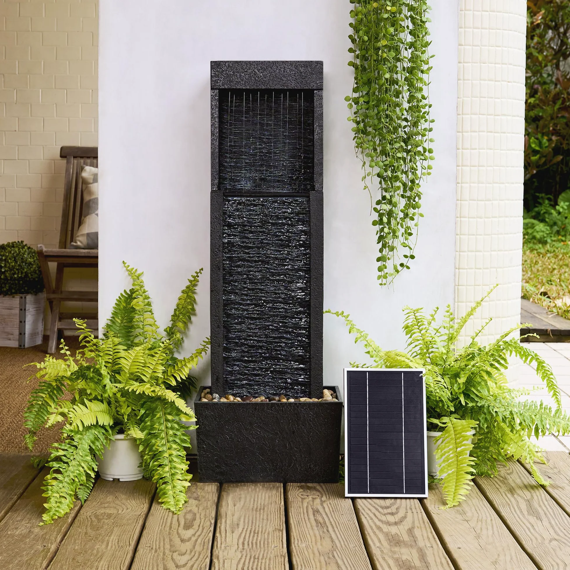 Teamson Home Fontana Solare, Resina, Grigio Pietra, Taglia Unica