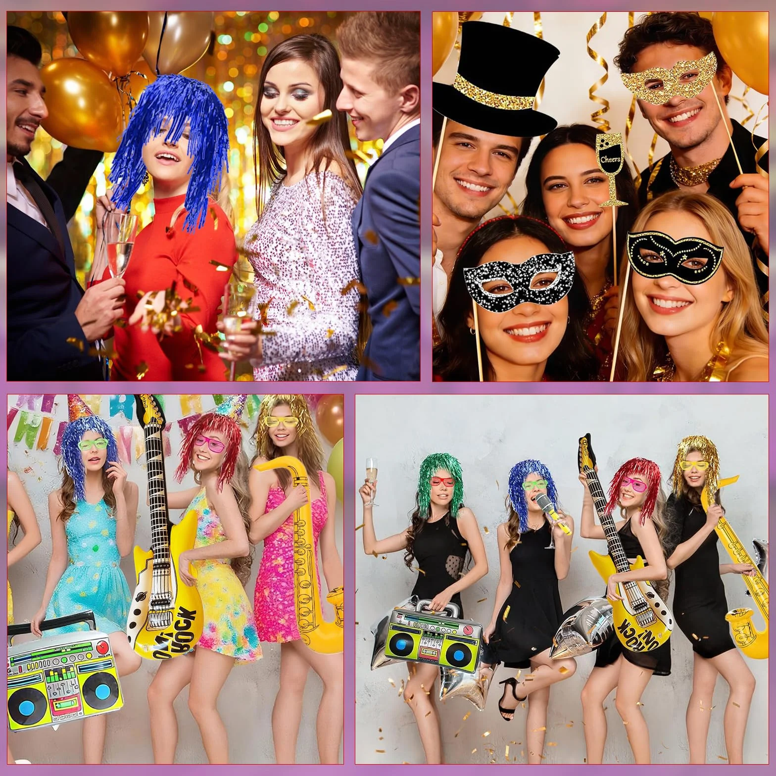 71 pezzi decorazione per feste, accessori per foto, cappelli, parrucche, matrimoni, Halloween, Natale, compleanno