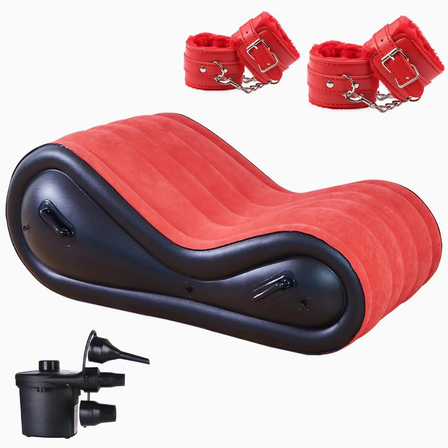 Divano gonfiabile per coppie, cuscini e rampe sexy, rampa multifunzionale con supporto lombare, manette e cavigliere, mobili per il sesso BDSM, set di giocattoli sessuali.