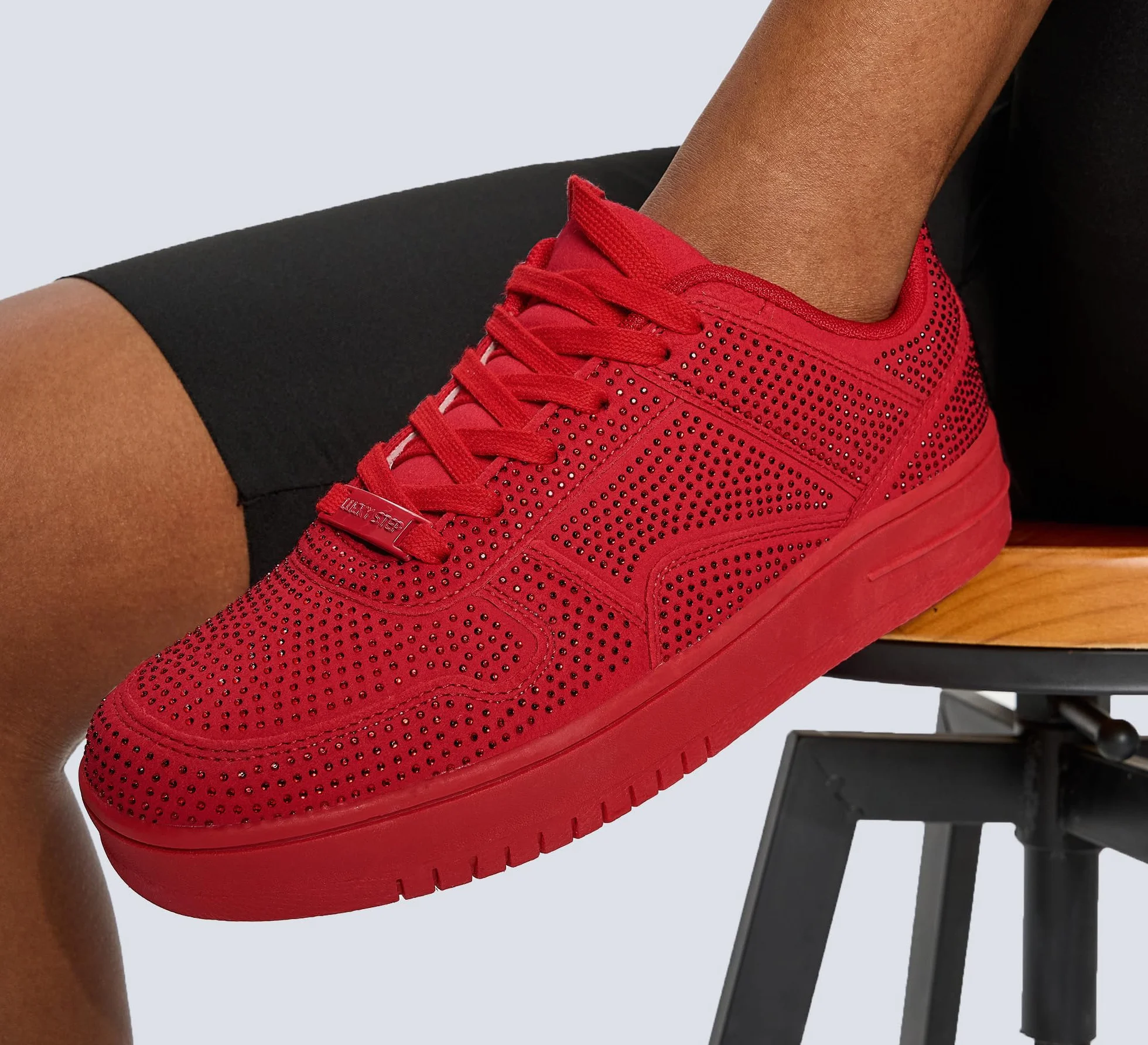 LUCKY STEP Sneakers Bianche in Pelle con Pietre Luccicanti