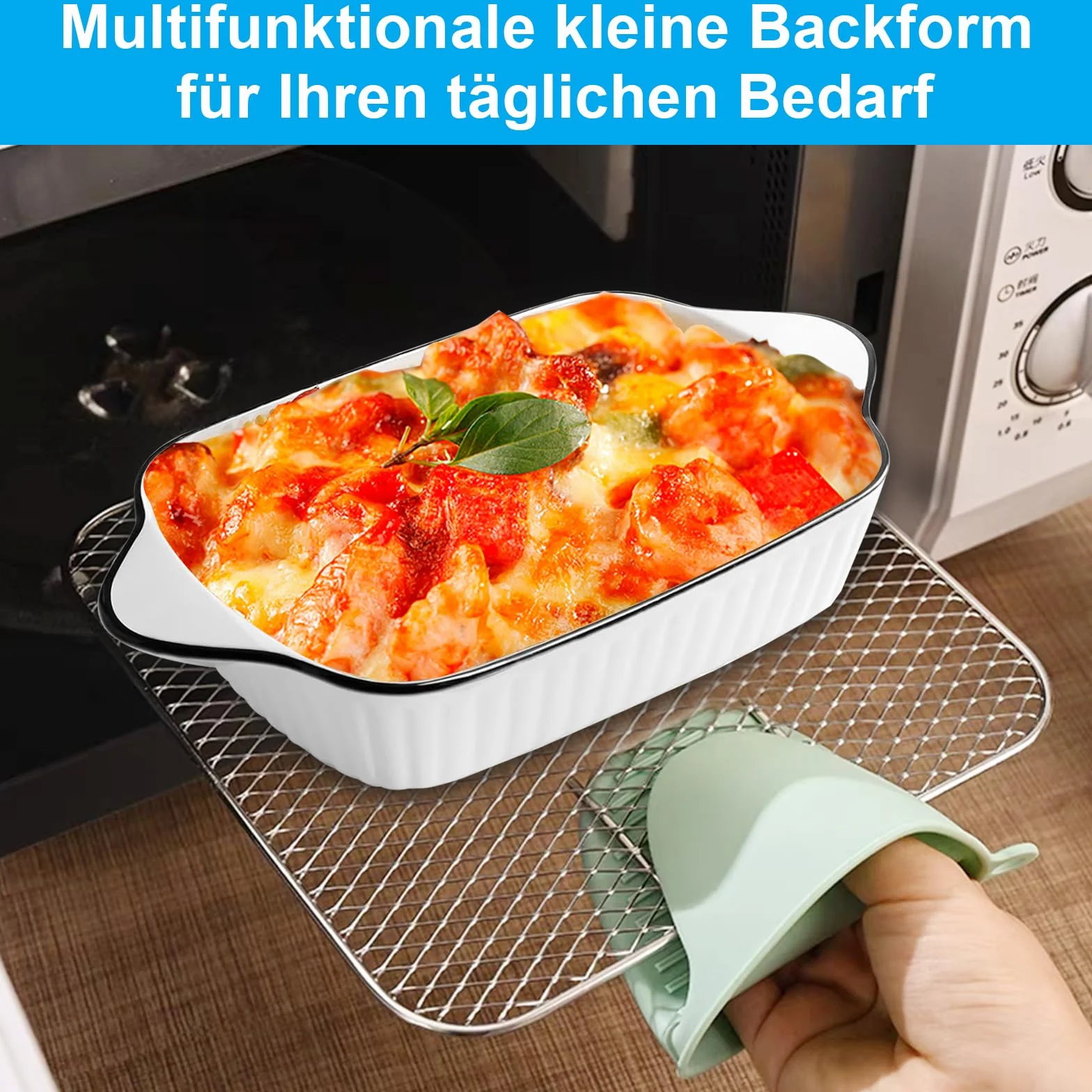 Set da 4 pirofile piccole in ceramica di alta qualità con manici, adatte per forno, microonde e friggitrice ad aria, perfette per gratin, pasta, dessert e altro. Piccola pirofila per 1 persona
