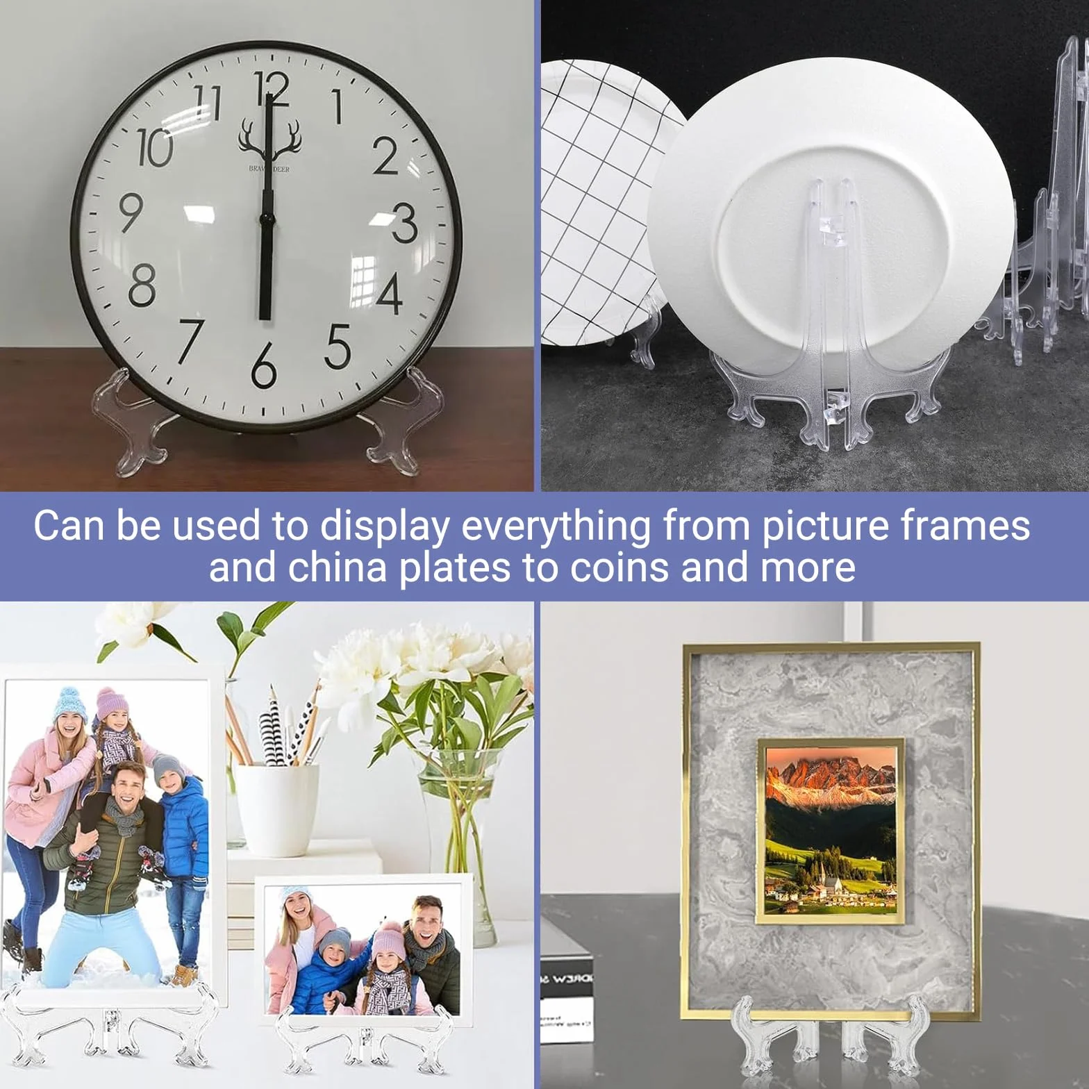 6 Pezzi Portapiatti Porta Foto Trasparente Piedistallo da Tavolo Pieghevole Supporto Foto Plate Stand Cavalletto da Tavolo,Utilizzabile per foto, piatti e altri ornamenti(Piccolo/Medio/Grande)