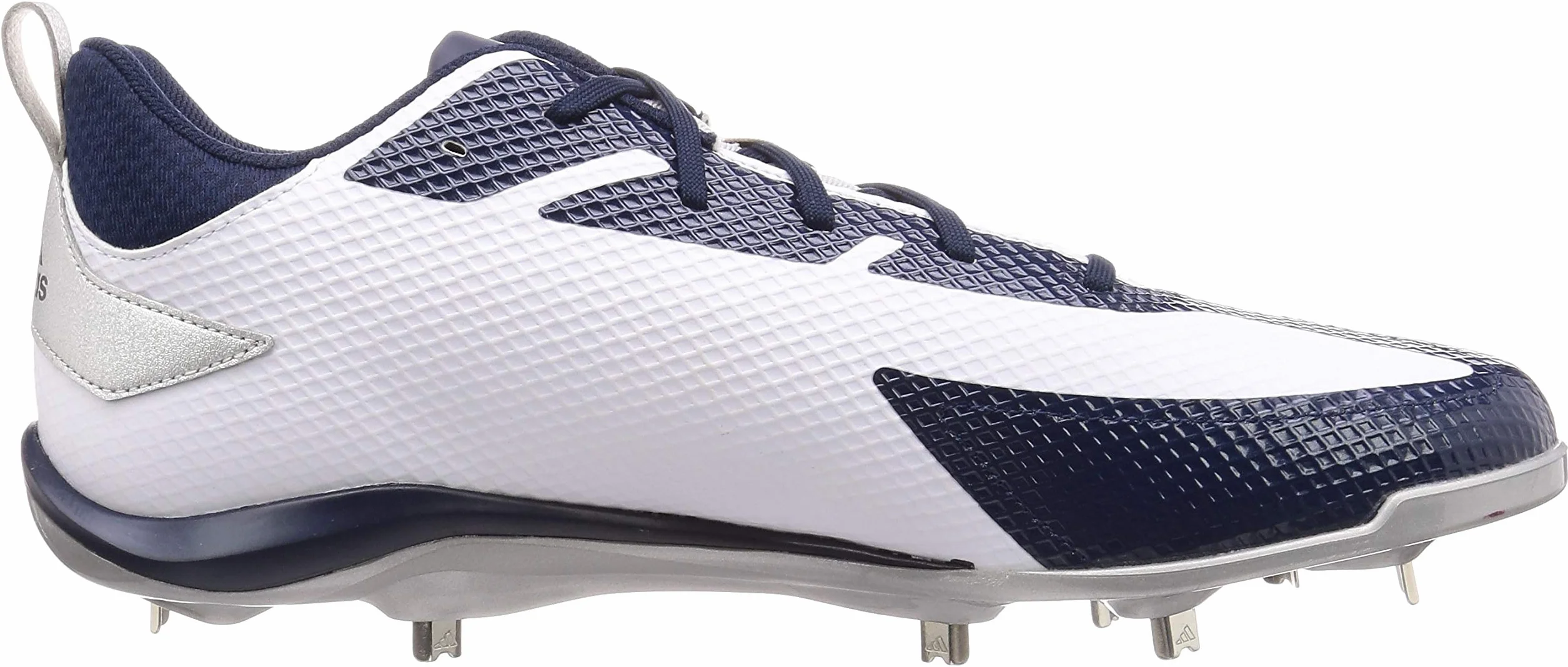 adidas Adizero Stabile Scarpe da Baseball Basse Tacchetti Metallo, Bianco Navy Argento, 40 2/3 EU
