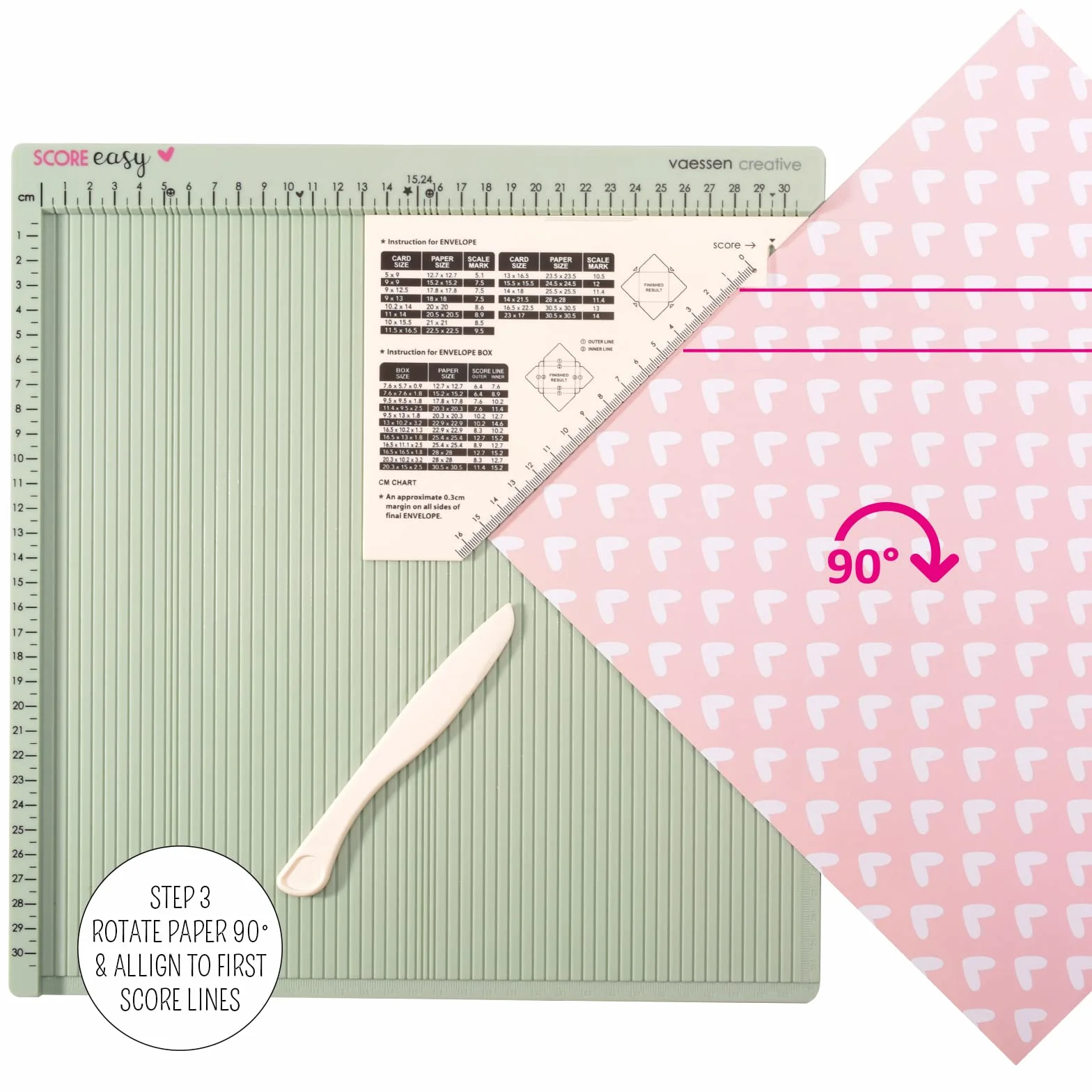 Vaessen Creative Score Easy Tavola di Cordonatura Grande e Versatile Cm Menta