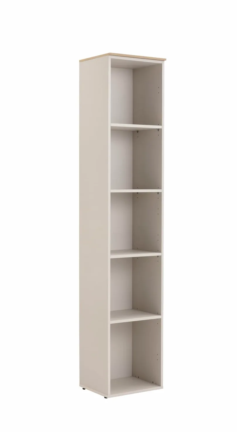 Composad | Libreria della Linea PRONTO con 5 Ripiani, Libreria per Ufficio e Home Office, Libreria Alta (LxAxP): 40x201,8x35,5 cm, Grigio Cashmere Topmatt e Rovere Mielato, Made in Italy