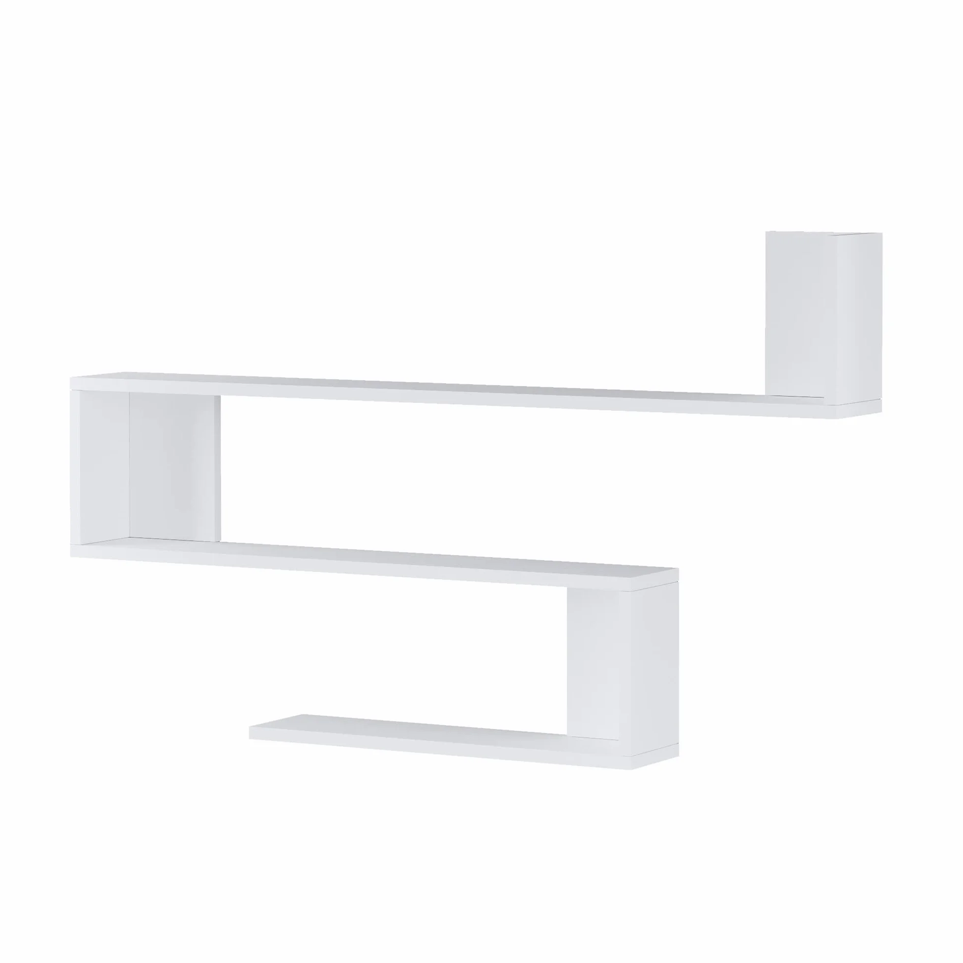 Mensola da Parete a S con 3 Ripiani Scaffale a Muro Libreria Pensile 72 x 120 x 15 cm Bianco