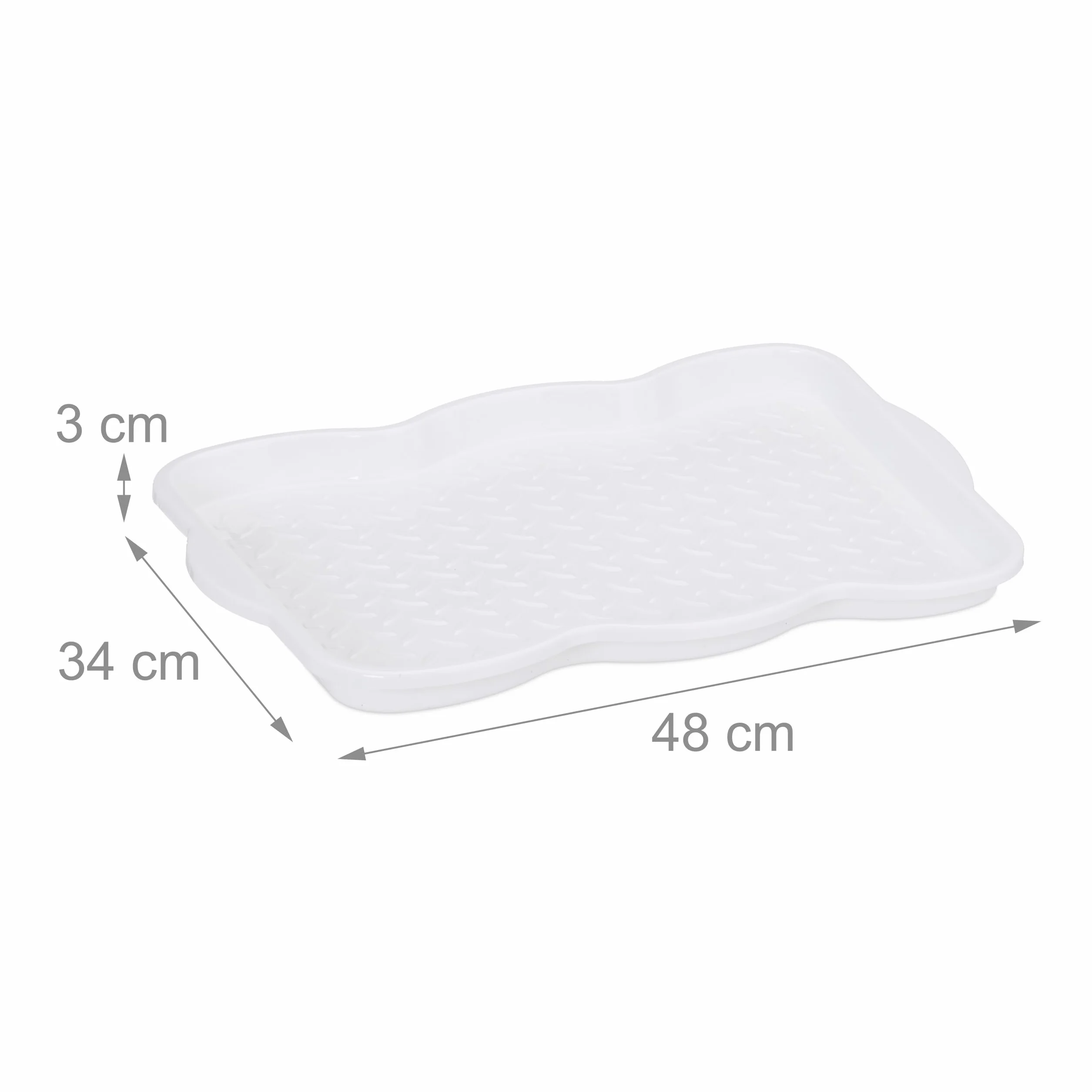 Relaxdays Poggiascarpe, Set da 3 Vaschette per Scarpe Bagnate, per Corridoio, Armadio, Auto, 3 x 48 x 34 cm, Bianco