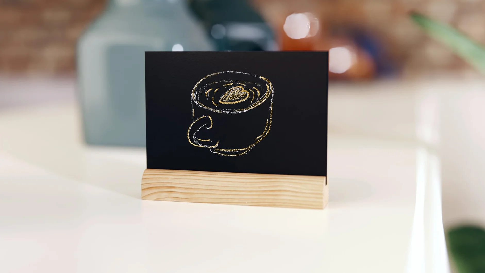 ALLboards Lavagnetta per gesso bifacciale da tavolo per Menu, MINI, stilizzata base legno, set 10 pezzi