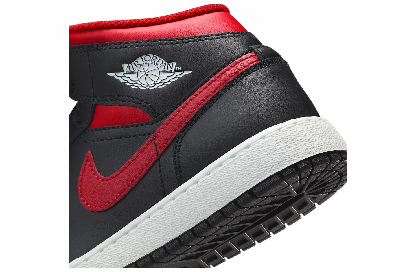 Air Jordan 1 Mid (GS) Nero/Rosso VERSITÀ-Bianco Summit, Nero, 7 Big Kid