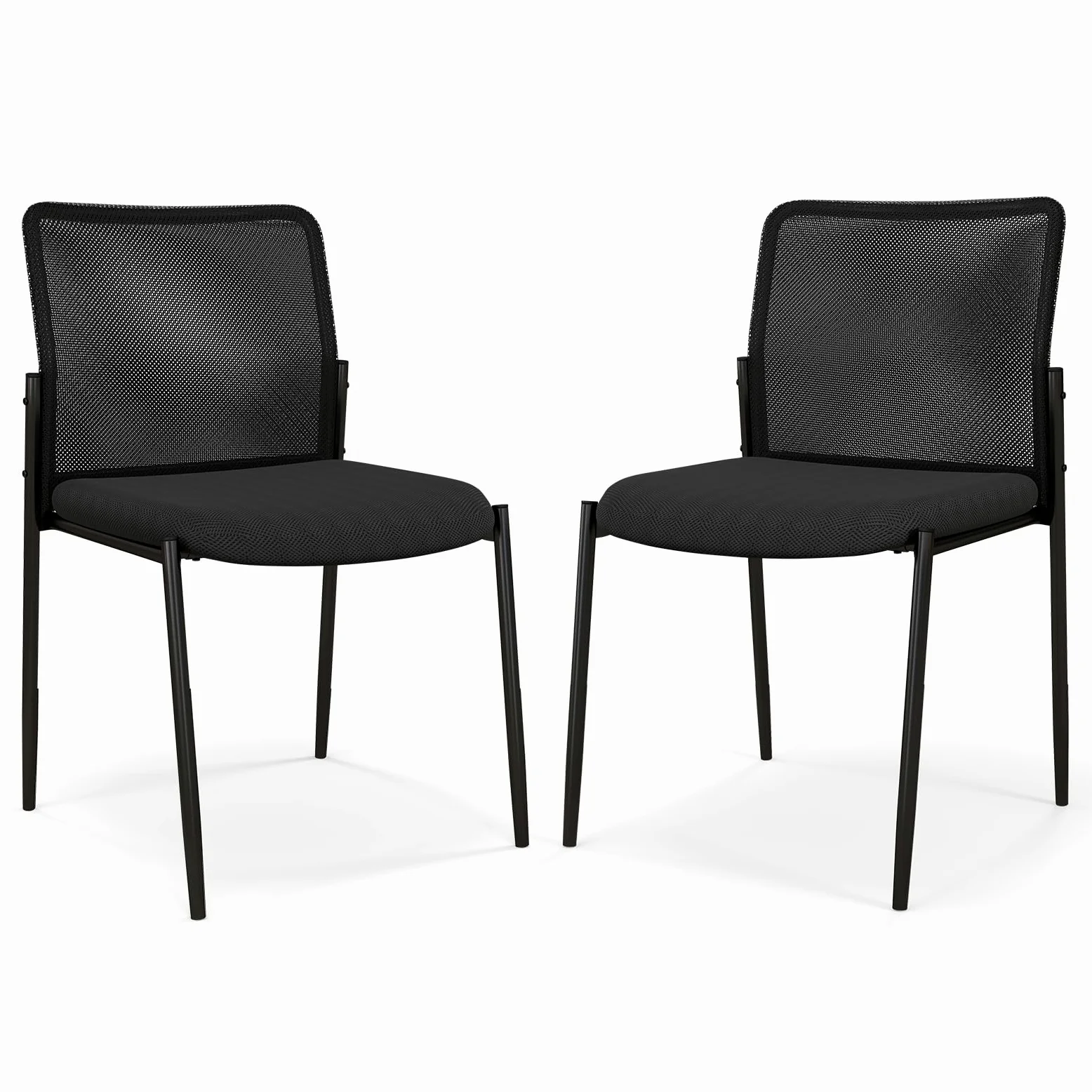 COSTWAY Set di 2 Sedie da Conferenza, Sedia da Ufficio con Schienale Ergonomico in Rete, Seduta Imbottita, Sedie per Sala d'Attesa, Ufficio, Portata 150 kg, 63 x 52 x 84 cm