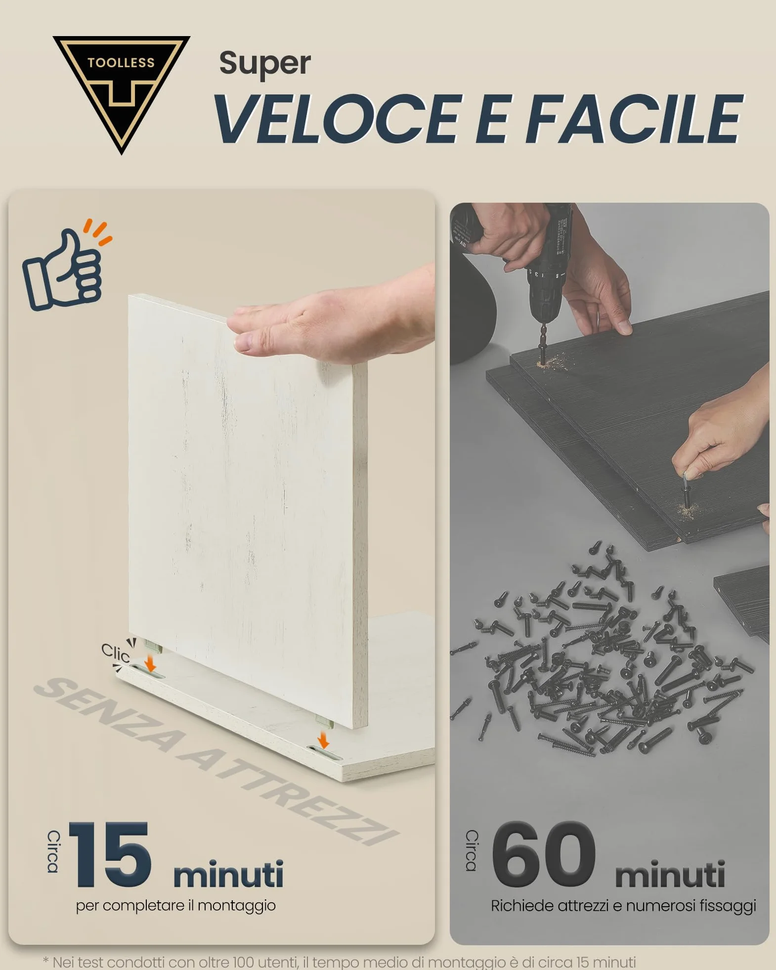SONGMICS HOME Credenza Montaggio Rapido Senza Attrezzi Toolless, Montaggio Superveloce Senza Utensili, Mobile da Cucina con Piano, Buffet, Ripiani Regolabili, Bianco Vintage e Marrone Miele BBK376WJ02