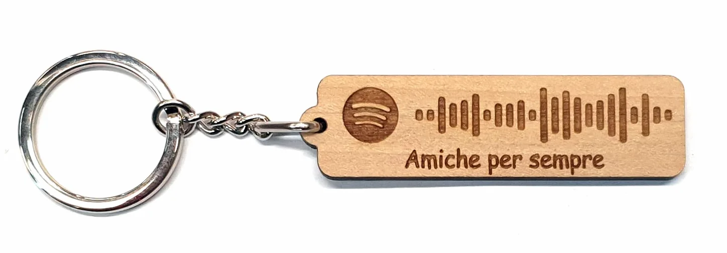 Portachiavi personalizzato in legno con codice Spotify musicale scansionabile