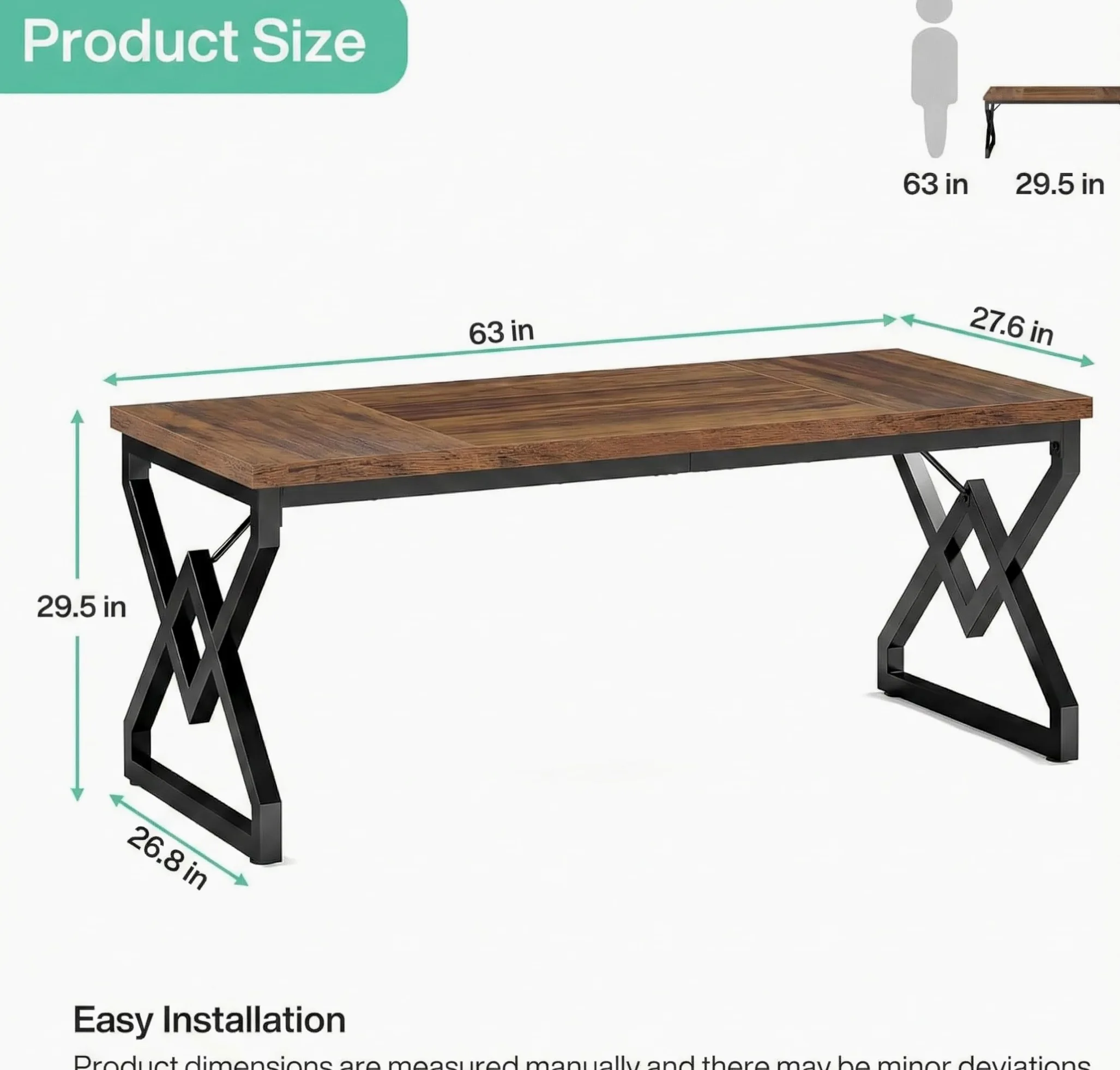 Lailang 160cm Scrivania, Scrittoio Vintage, Tavolo Ufficio Riunioni, Scrivania In Legno, Mobili Ufficio Moderni, 160 x 18 x 18 cm, Vintage Brown