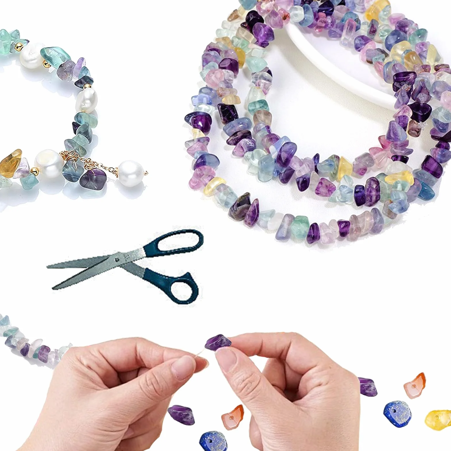 HERZONE 450 perle di fluorite fili di cristallo naturale per braccialetti collane fai da te