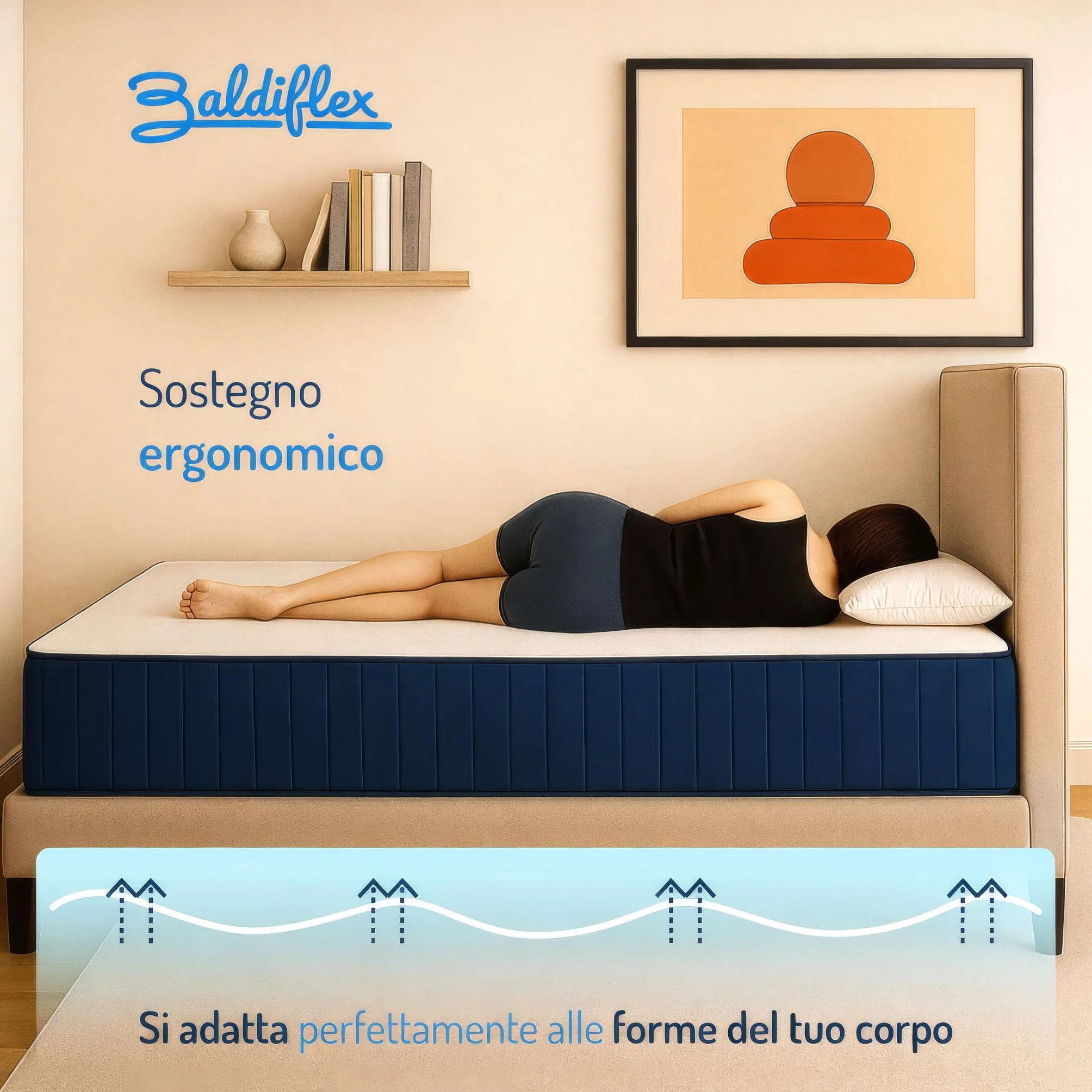 Baldiflex Materasso Memory 20 cm Matrimoniale 160x190 cm RelaxOne Ortopedico Ergonomico Anallergico Antibatterico Made in Italy
