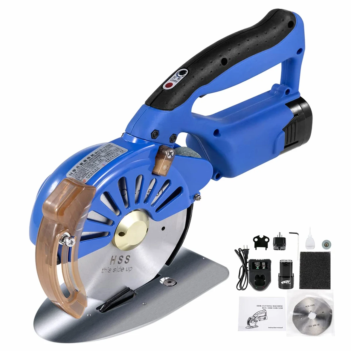 Taglierina elettrica senza fili, velocità regolabile, per tagliare panni, cotone, seta, lana, carta, tappeti, include 2 batterie da 16,8 V 2500 mAh