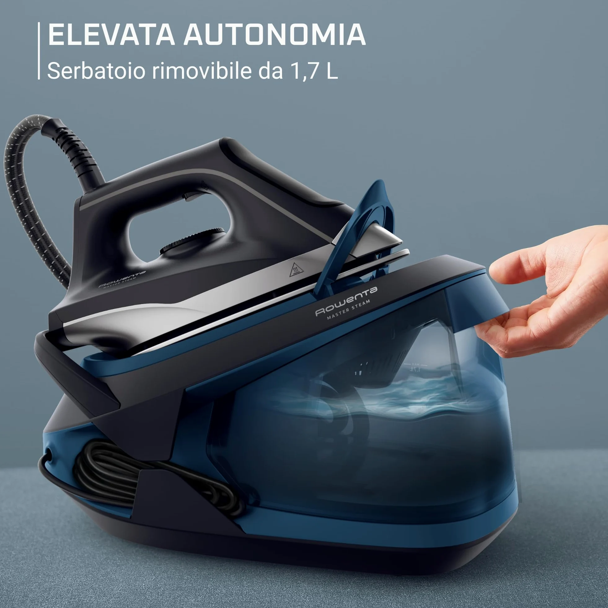 Rowenta Turbosteam, Ferro da Stiro con Generatore di Vapore ad Alte Prestazioni, Vapore Continuo da 120 g/min, Colpo Vapore da 370 g/min, Pressione 6.5 bar, Serbatoio da 1,7 L, Modalità Eco, VR8322