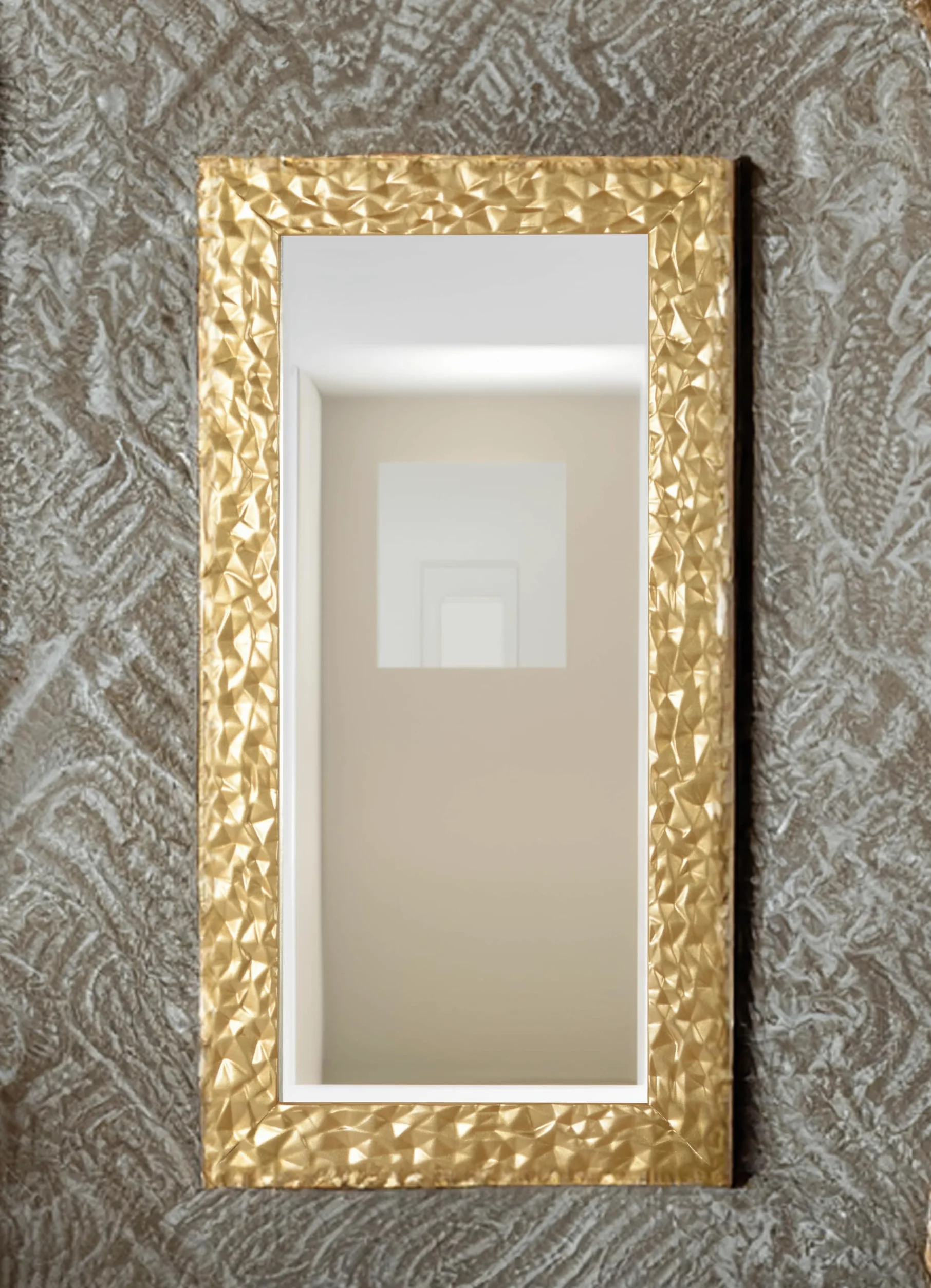 MO.WA Specchio da parete moderno oro Made in Italy cm. 41x81 - Specchio cornice in legno dorata da appendere in camera, ingresso, corridoio
