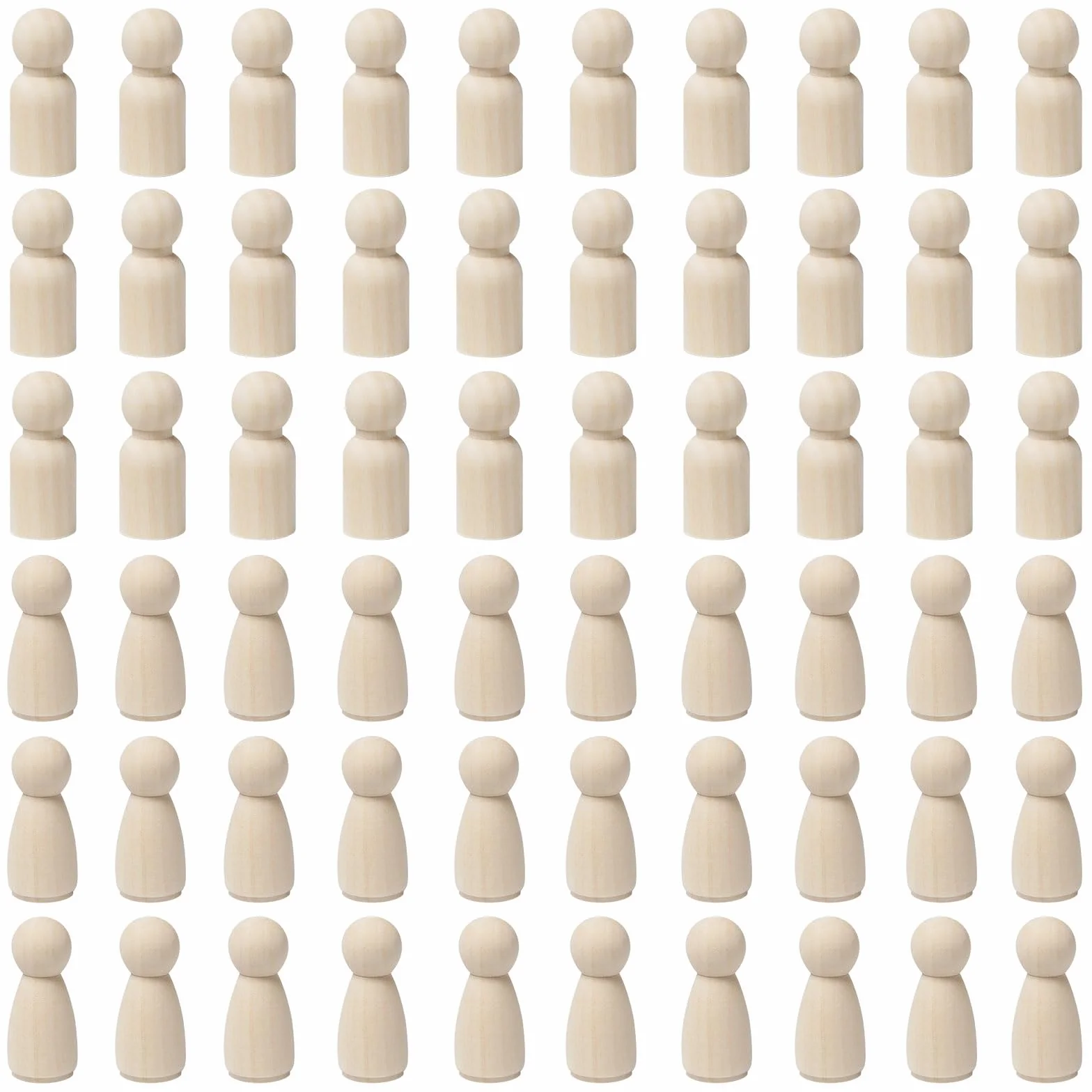 60 Pezzi Figure in Legno da Dipingere 43mm Piccolo Bambola Legno fai da te Decorazione Persone Legno Non Finite da Colorare per DIY Creazioni Artistiche e Painted (Femmina e Maschio)