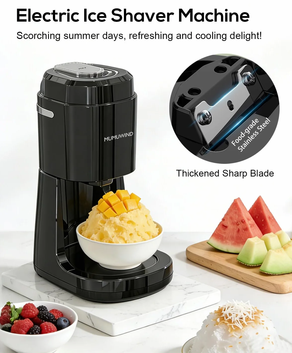 Tritaghiaccio Elettrico, Macchina per Granita da casa, Trita Ghiaccio Elettrico, ice crusher Macchina Granita per Bevande Rinfrescanti, Perfetta per Estate e Feste,Cocktail e Sorbetti