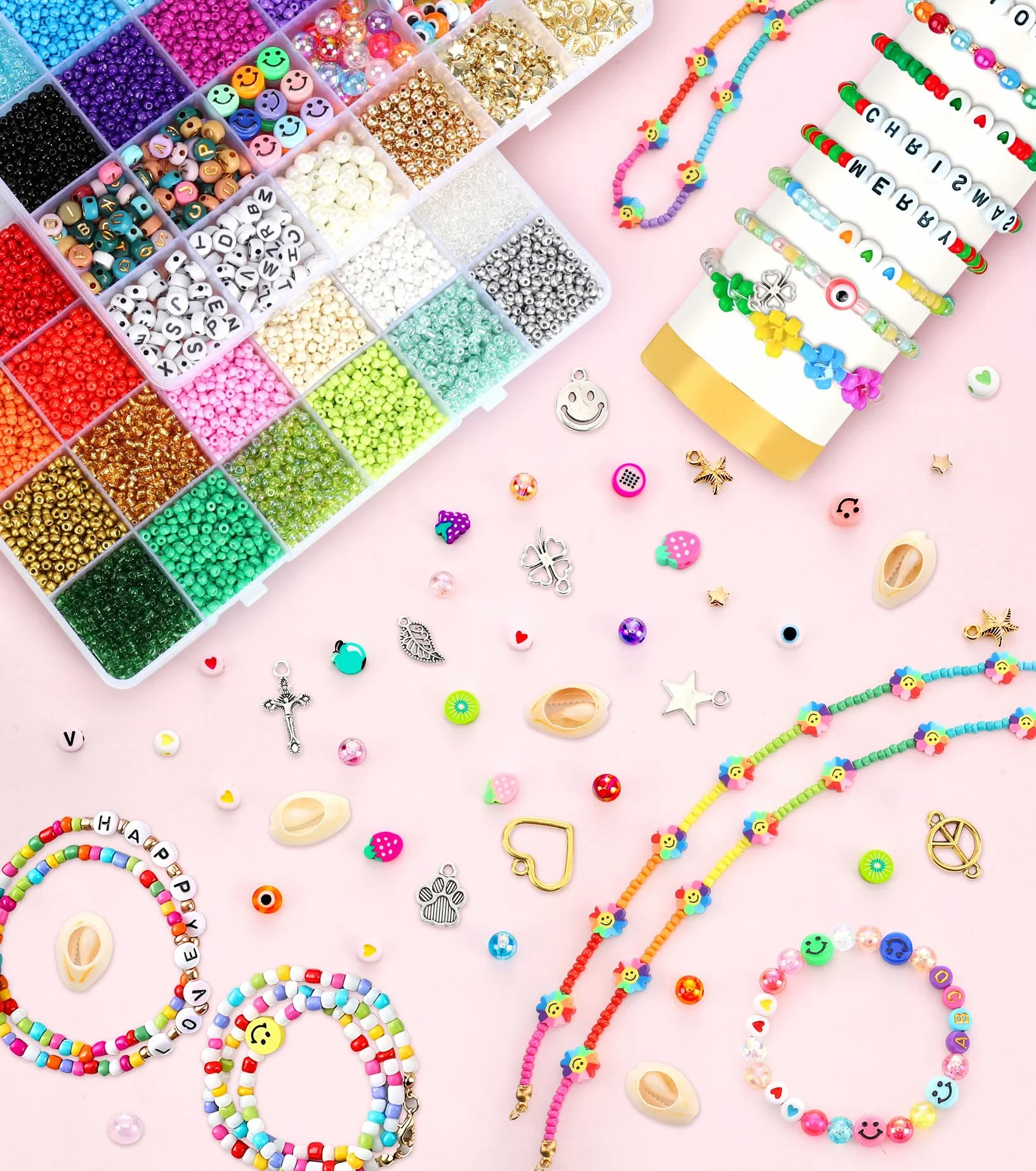 19000 Perline per Braccialetti, 36 Colori Bigiotteria Fai Da Te, Set Braccialetti Bambina, Perles d'Argile
