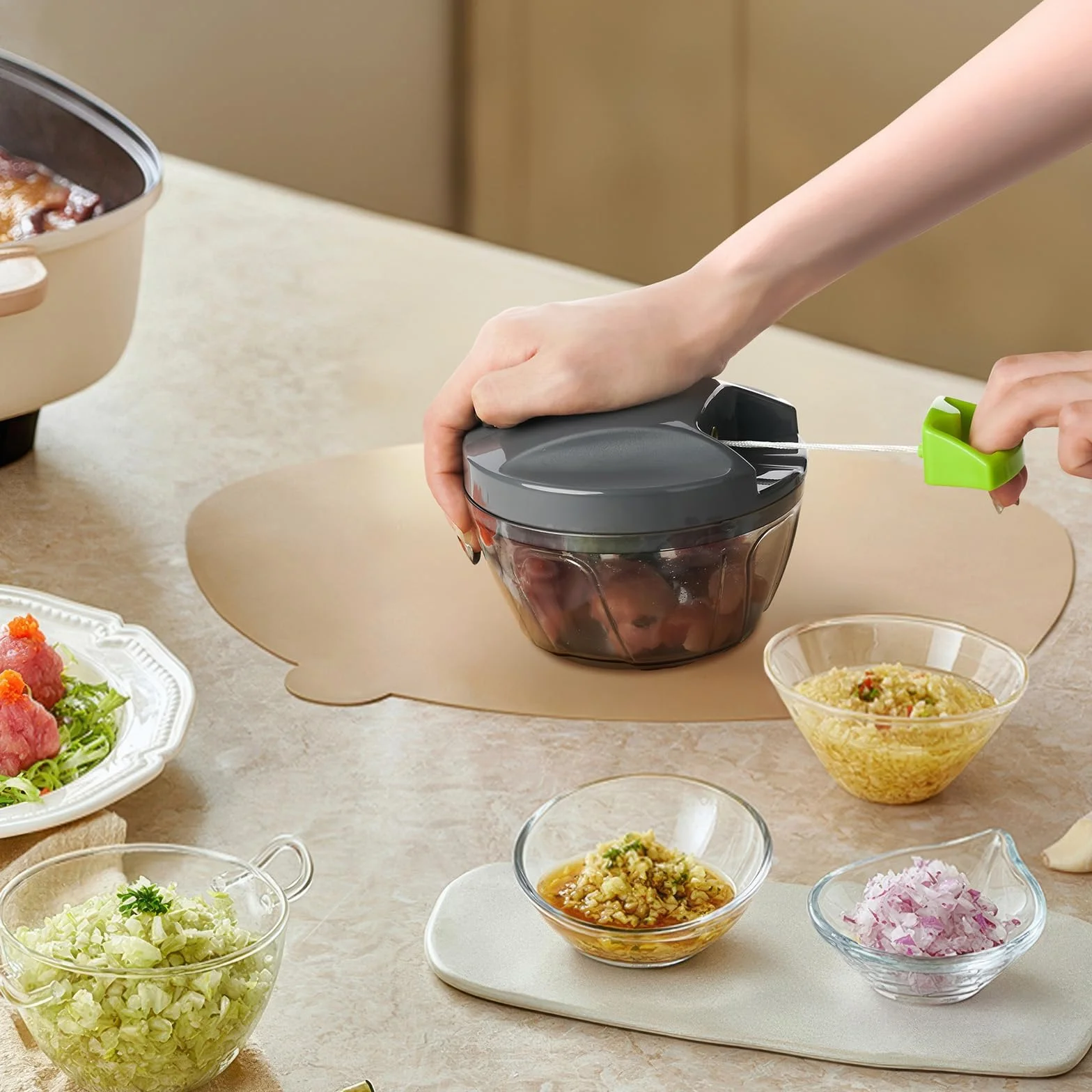 Ibergrif M501 Tritatutto Manuale a Corda Multifunzionale per Verdure Carne Noci