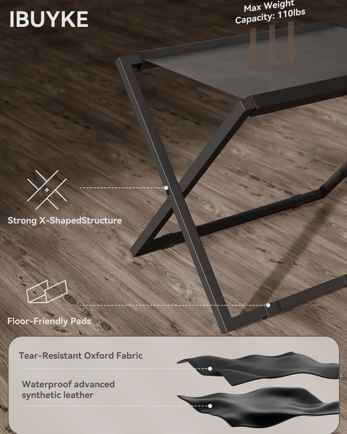 IBUYKE Luggage Rack Foldable Suitcase Stand Metal Holder Black